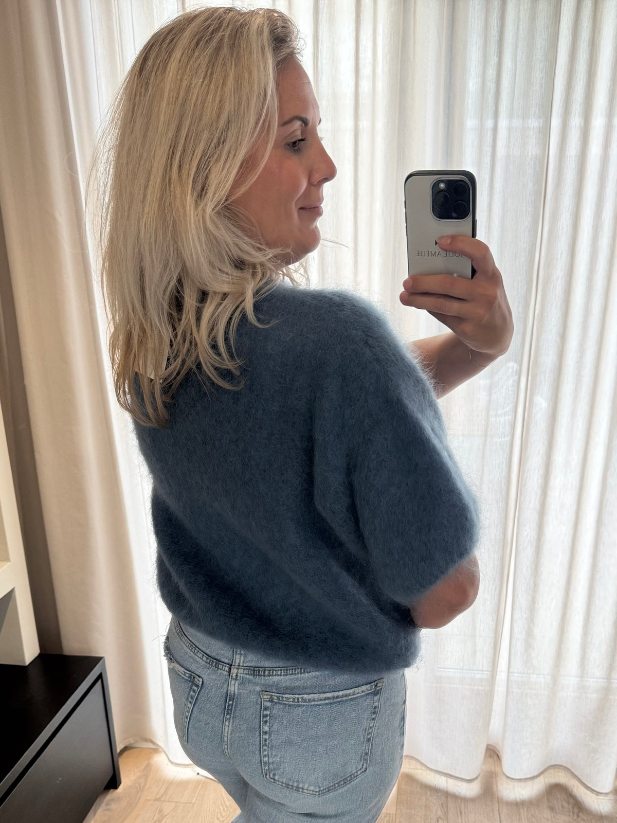 Simonie - Mohair vest - jeansblauw