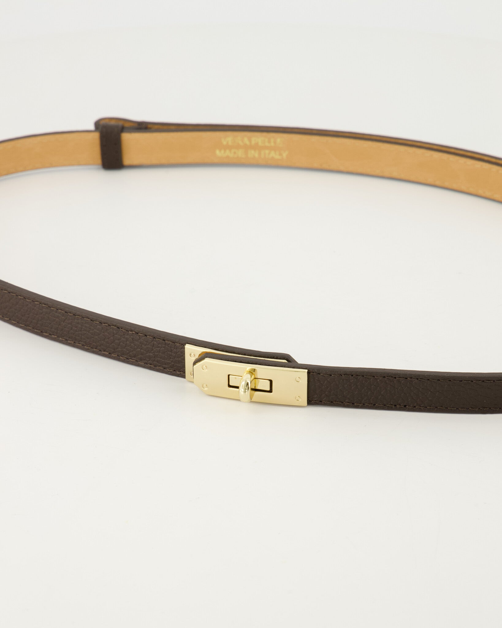 Garcia - Leren riem gouden gesp - bruin