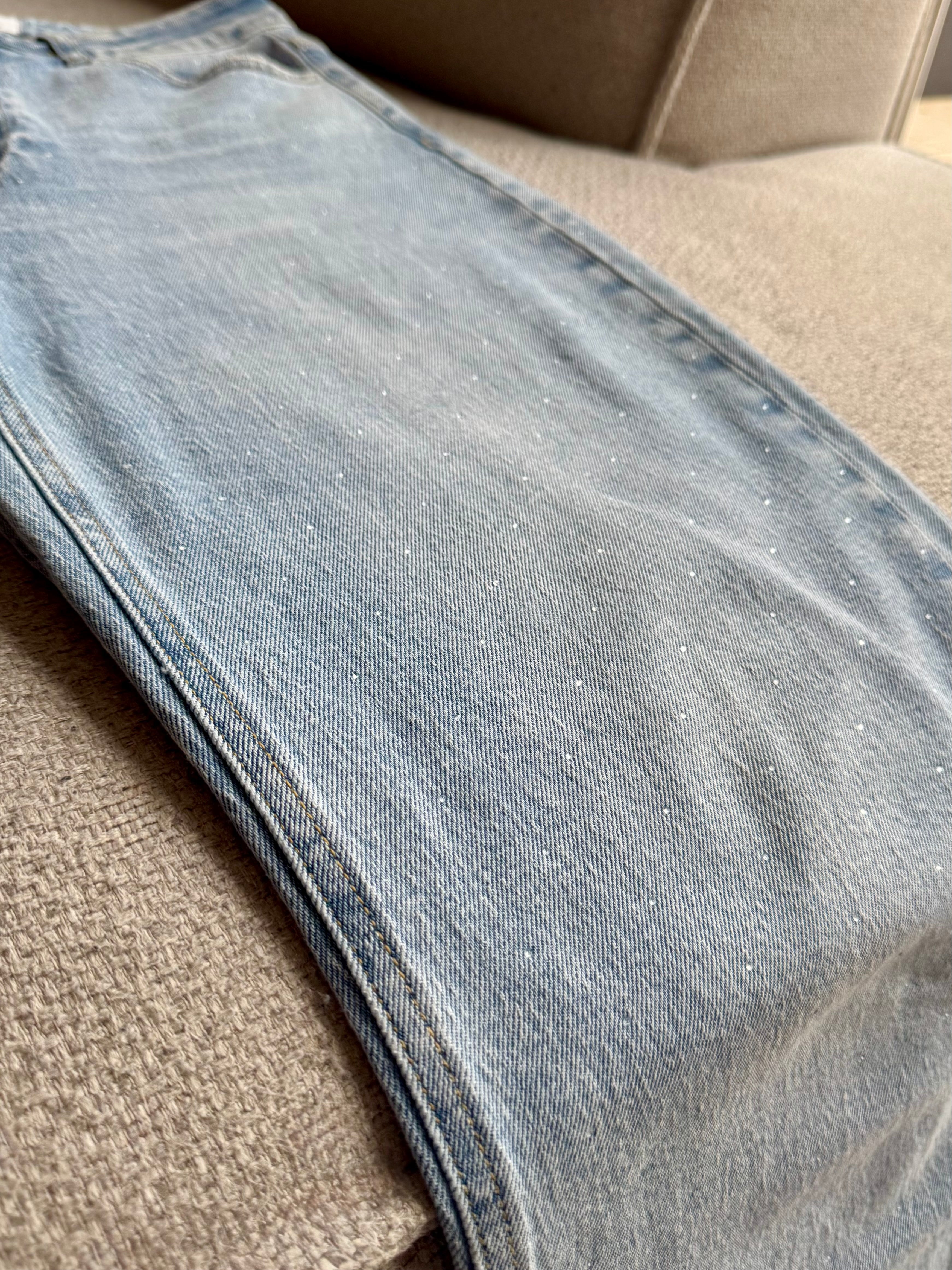 Susan - Jeans Queen Hearts glitter - light blue