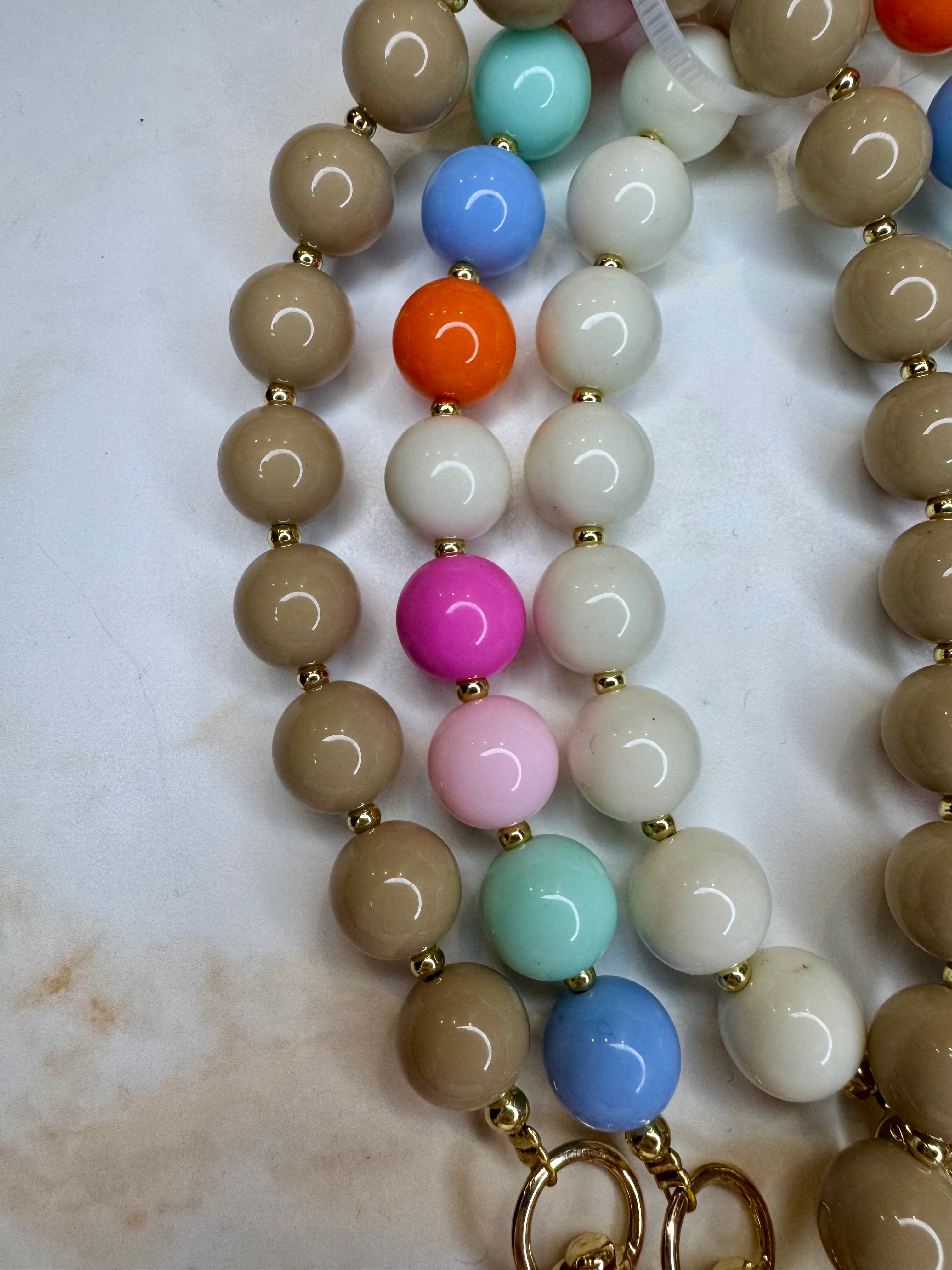 Lilly - Telefoonkoord set - kralen beige-multi