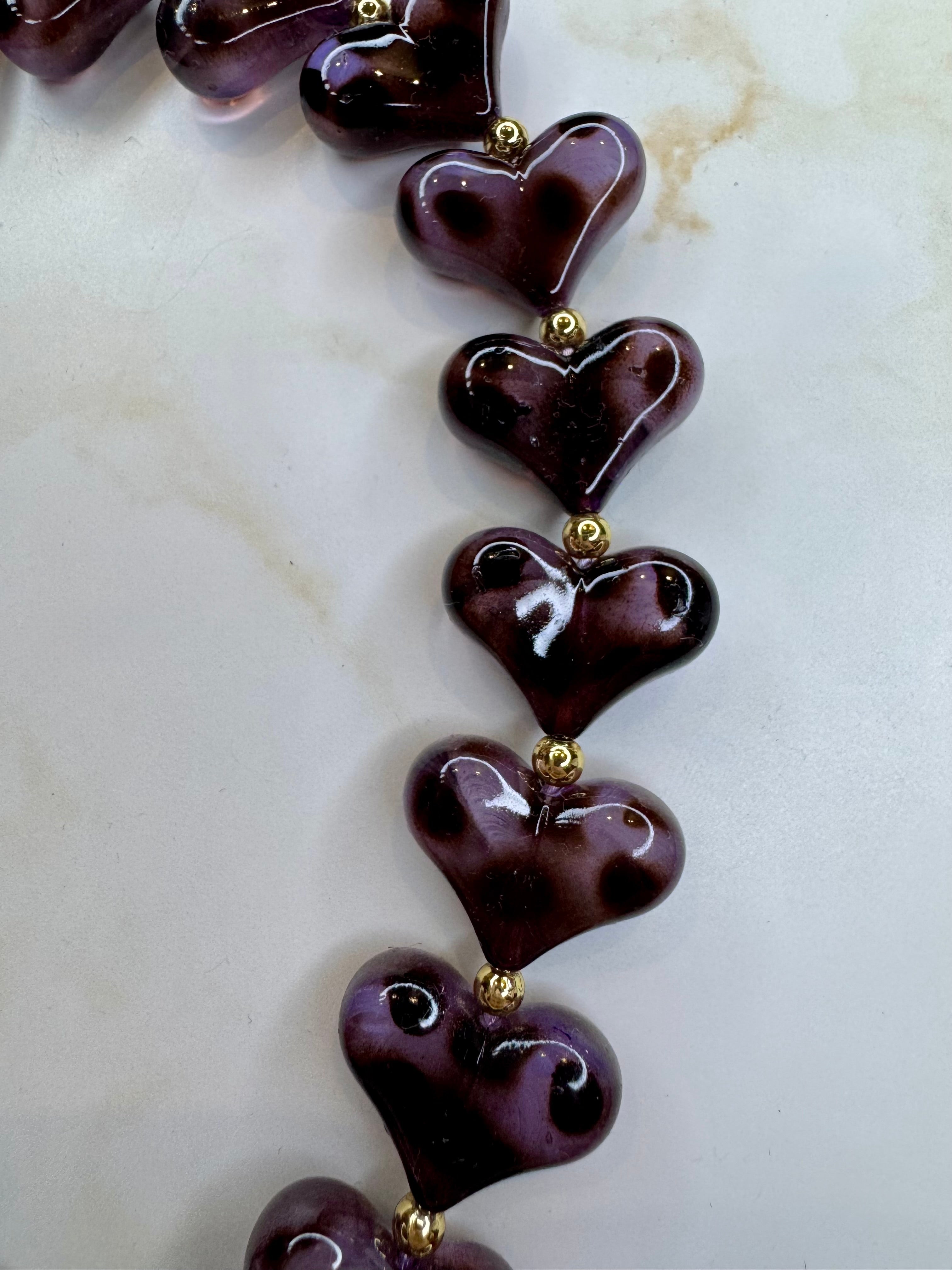 Olivia - Telefoonkoord hartjes - paars