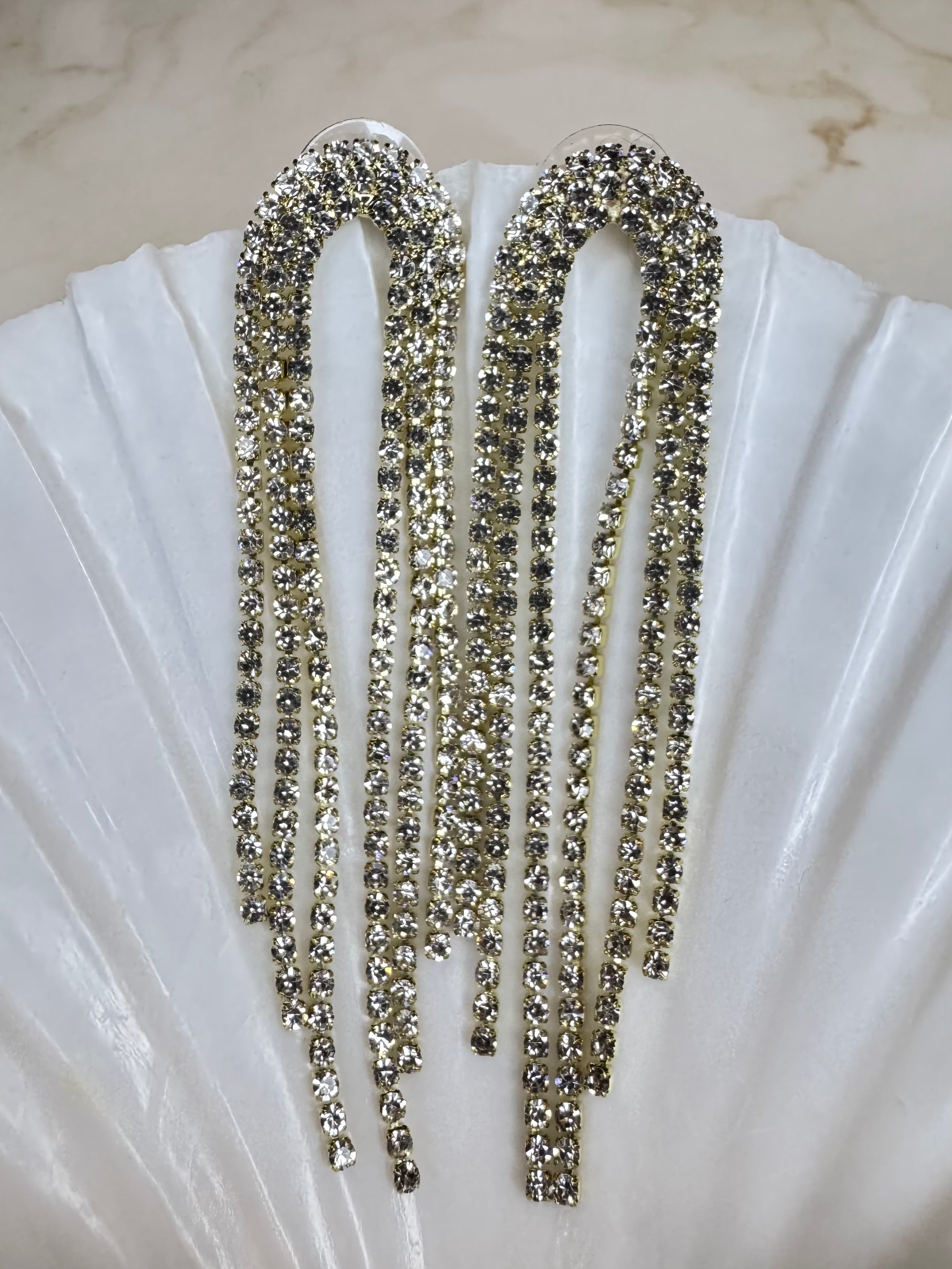 Joelle - Statement oorbellen glitter goud - zilver