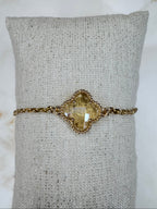Celeste - Armband klaver goud - beige
