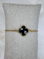 Celeste - Armband klaver goud - zwart