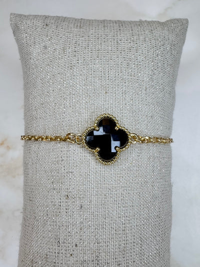 Celeste - Armband klaver goud - zwart
