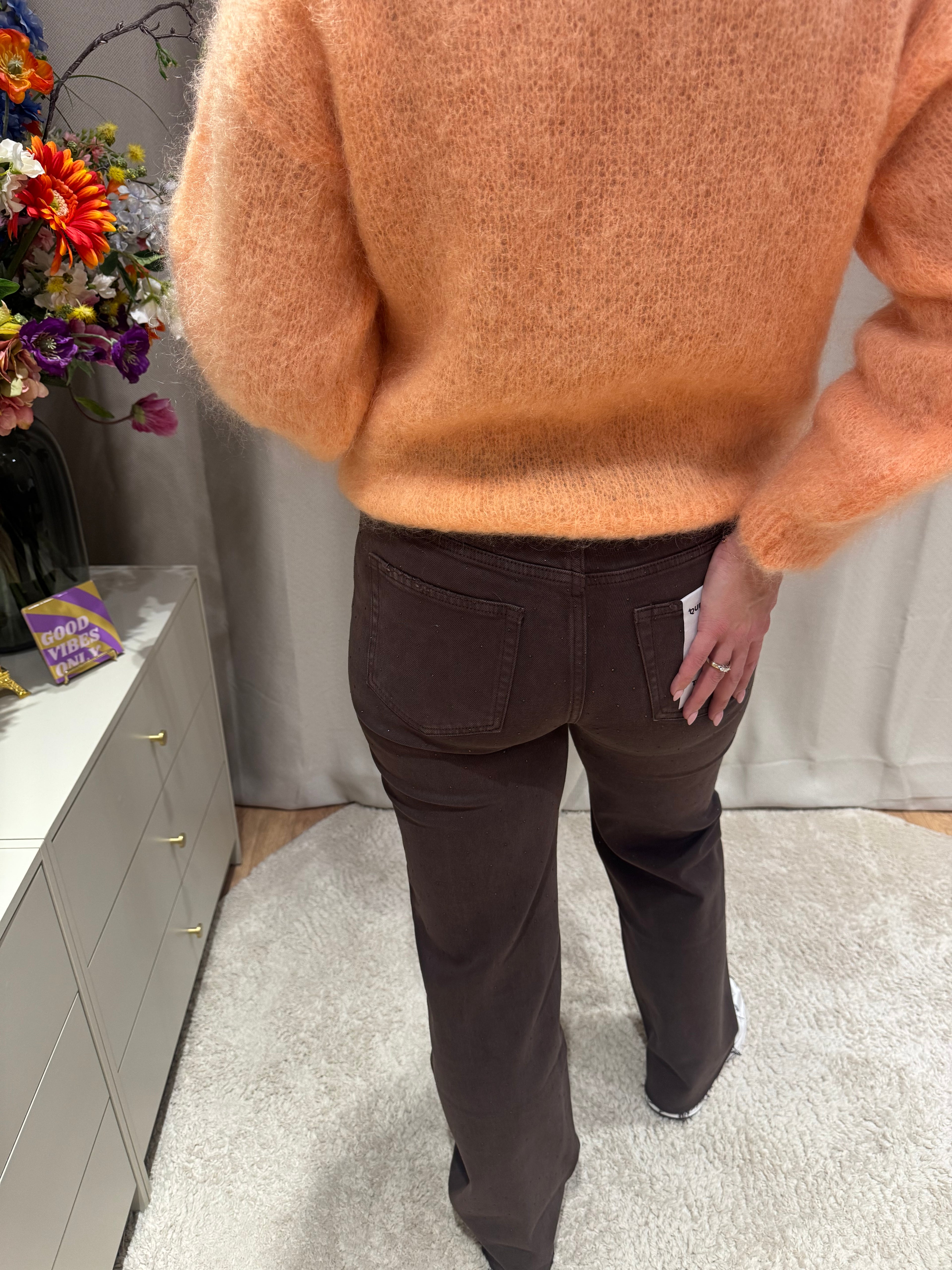 Susan - Jeans Queen Hearts glitter - bruin