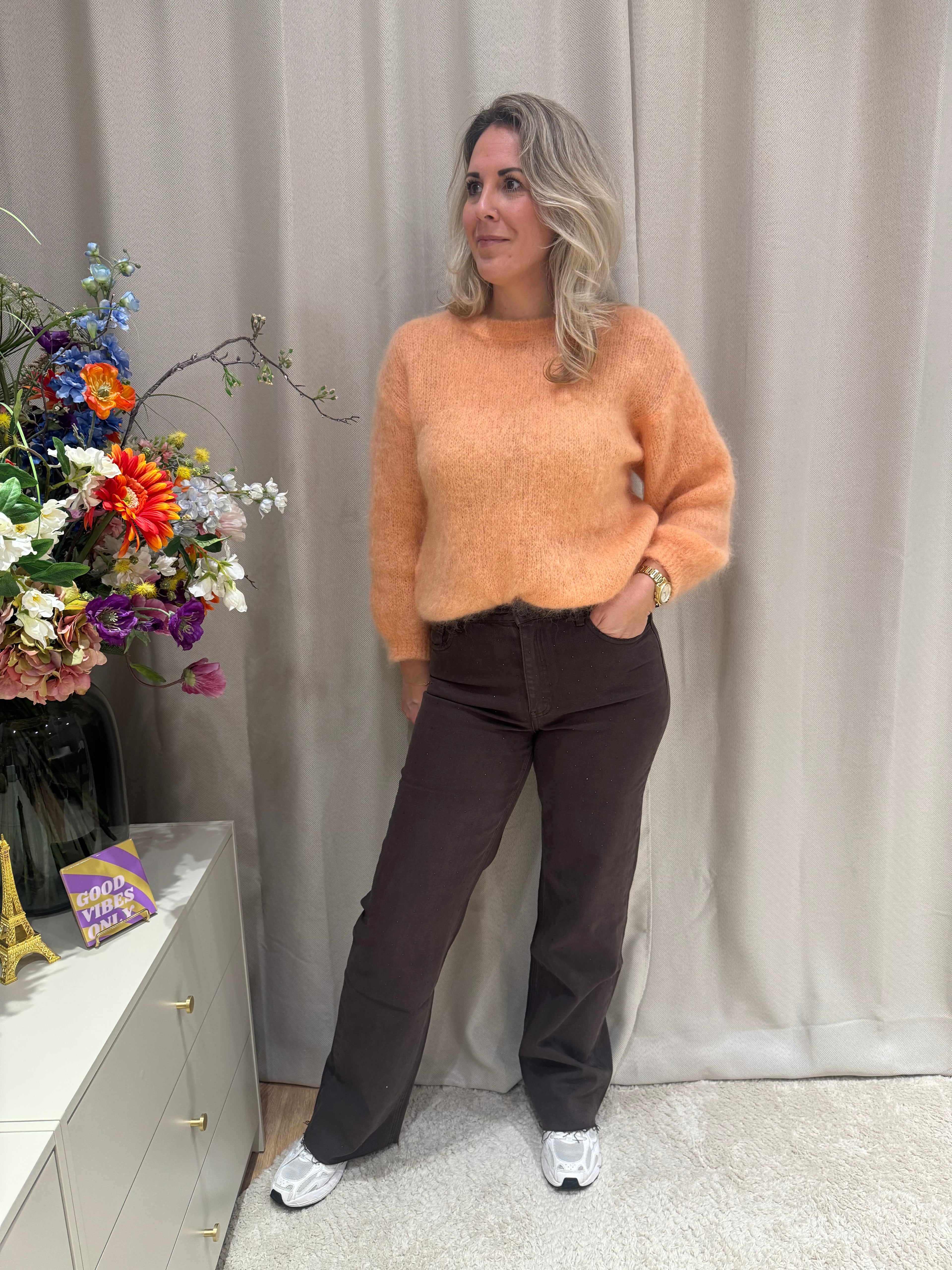 Susan - Jeans Queen Hearts glitter - bruin
