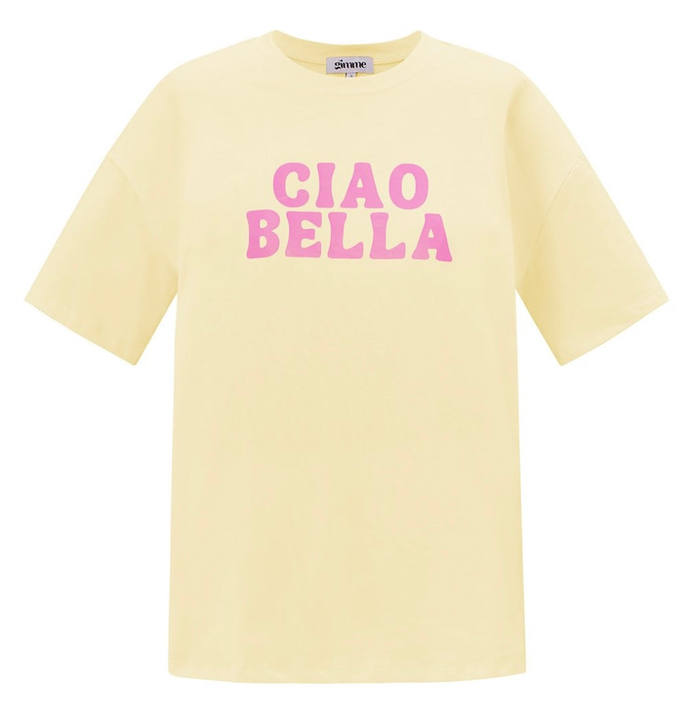 Louna - T-shirt Ciao Bella - zachtgeel