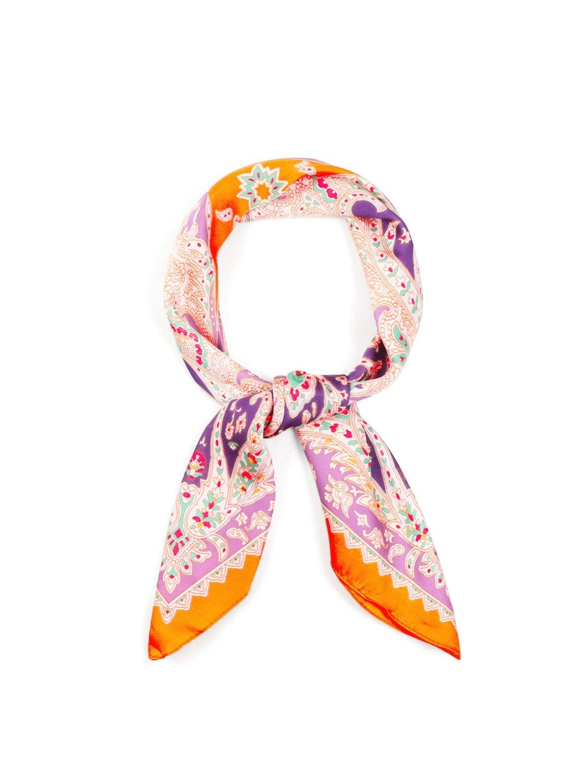 Lou - satijnlook shawl print - paars/oranje