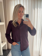 Maëlle - Basis blouse stretch - aubergine paars
