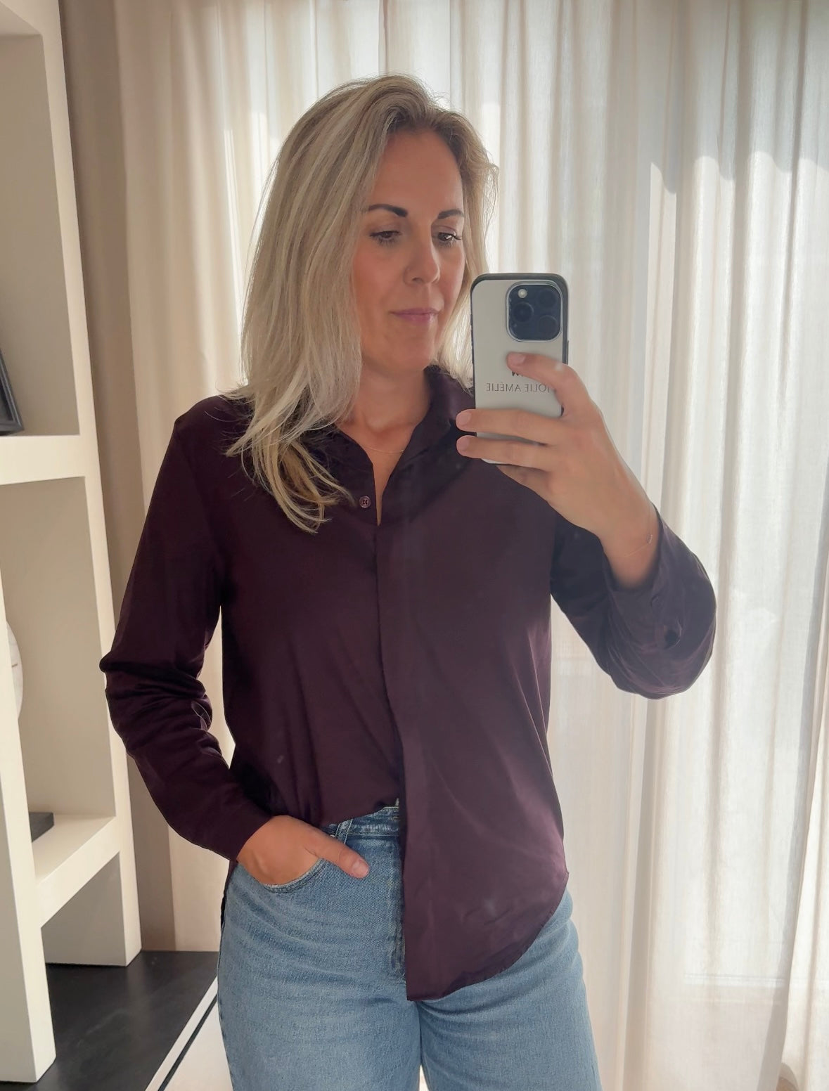 Maëlle - Basis blouse stretch - aubergine paars