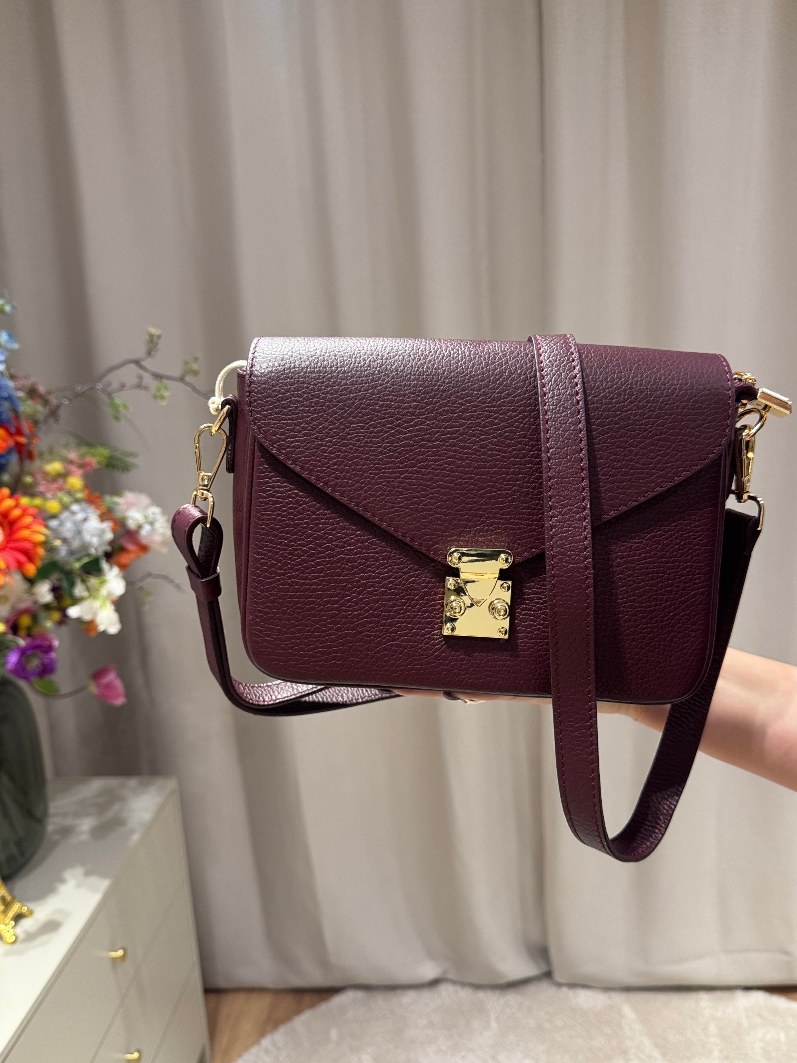 Esther - Leren tas gouden sluiting - burgundy