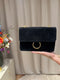 Feline - Suede tas gouden ring - zwart