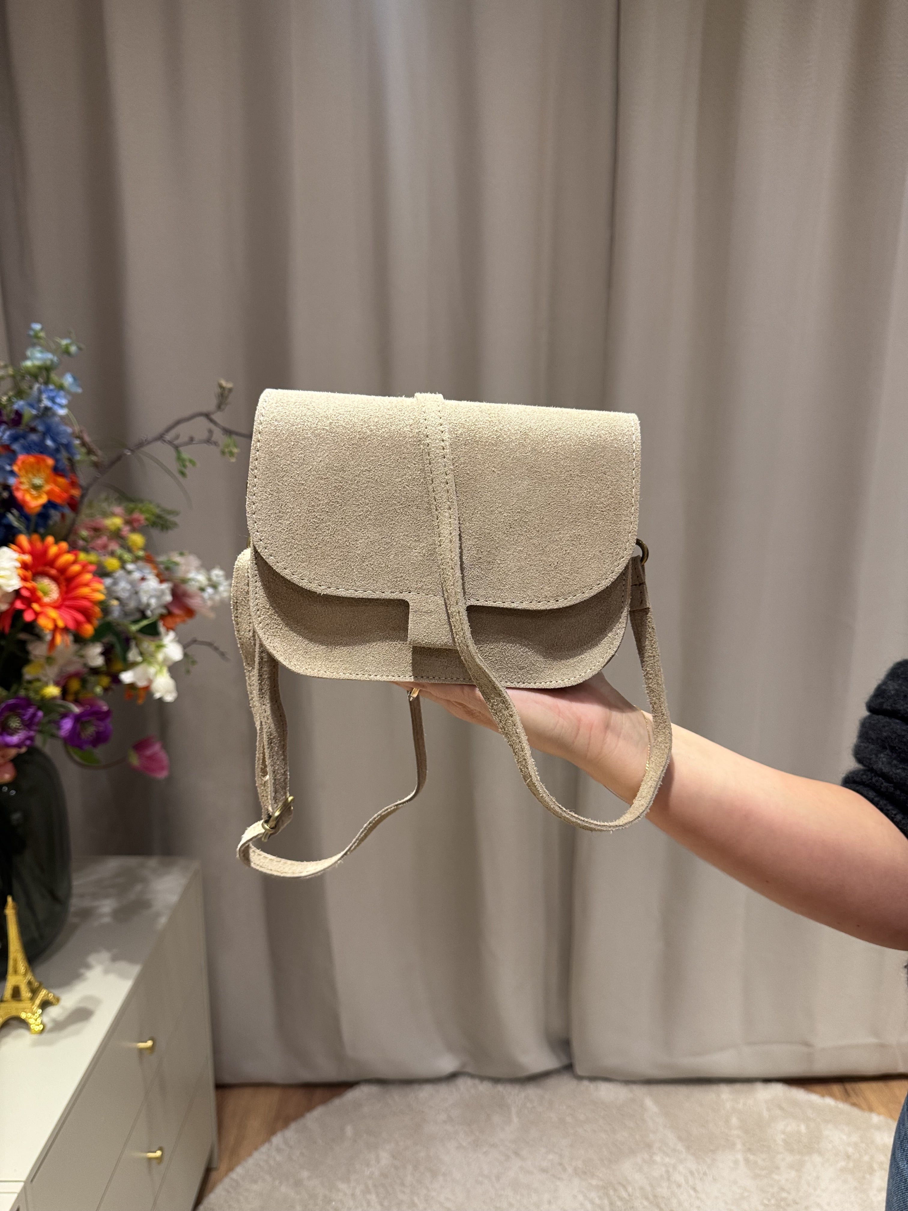 Flora - Suede tas - beige