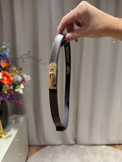 Garcia - Leren riem gouden gesp - bruin