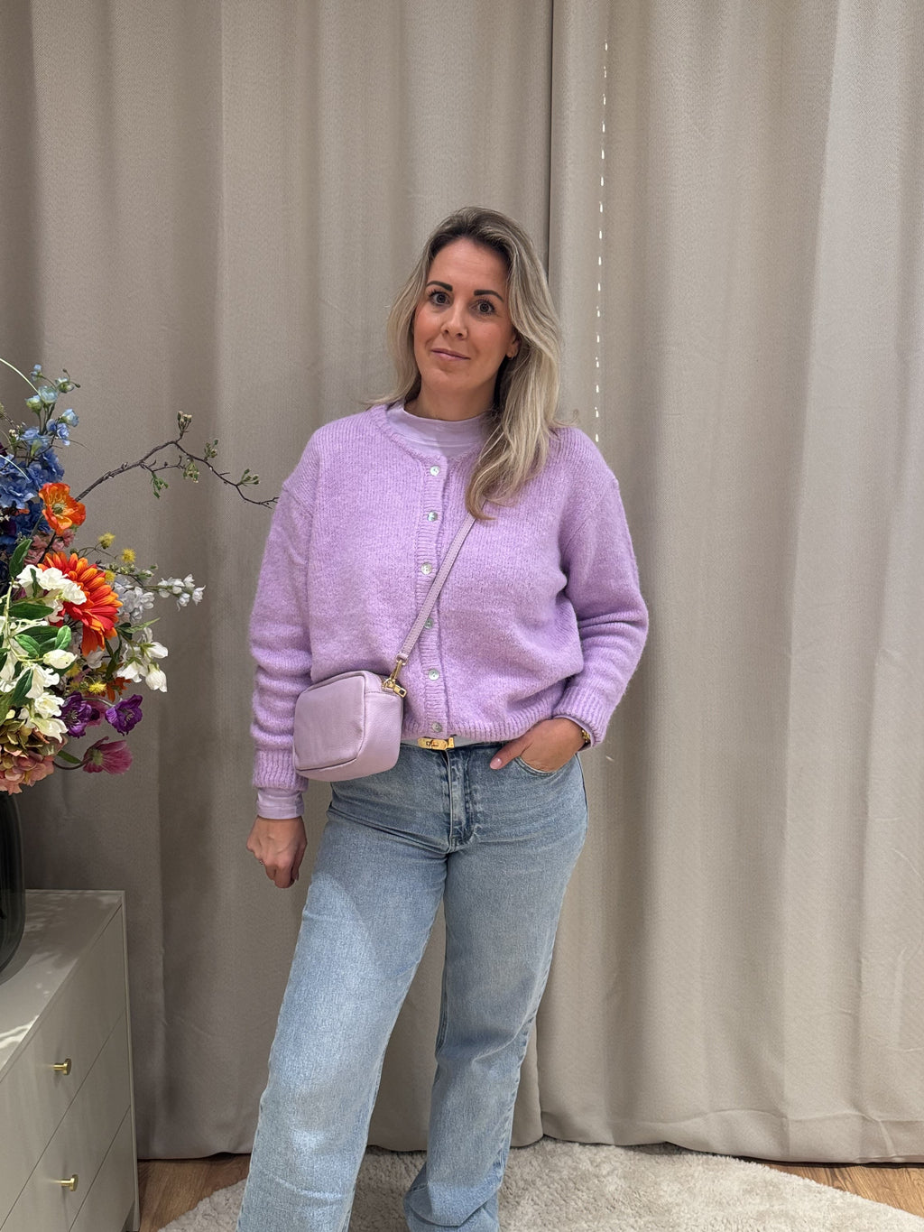 Margriet - gebreid vest - lila