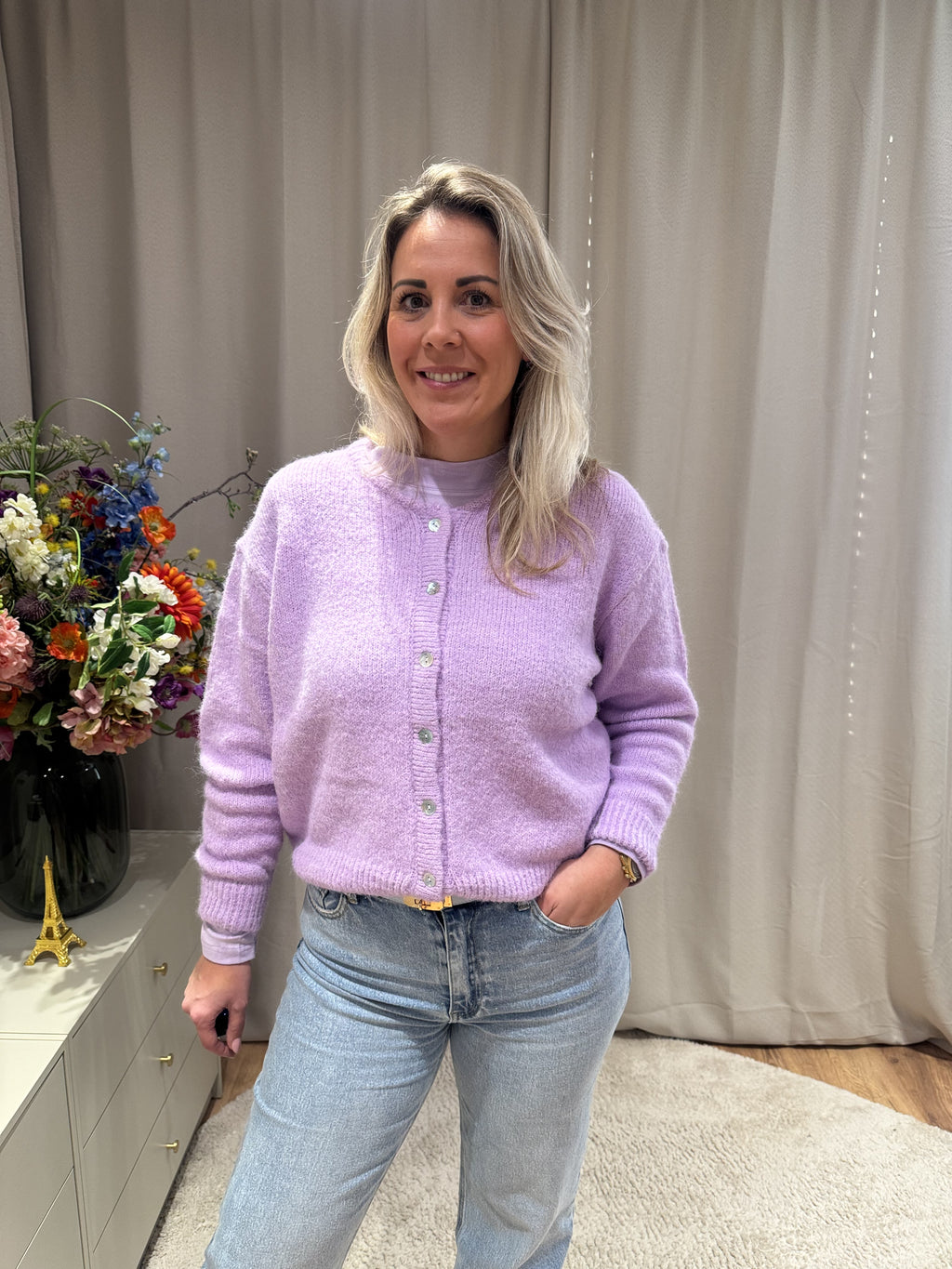 Margriet - gebreid vest - lila