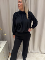 Tanja - Blouse ballon mouw - zwart
