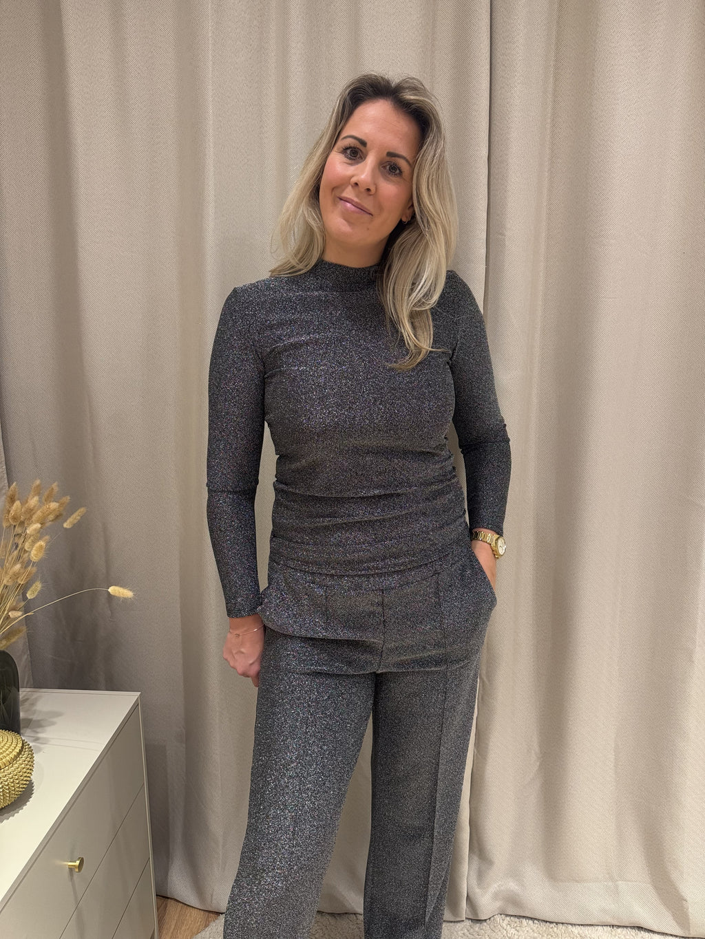 Luus - Glitter col - zwart/zilver