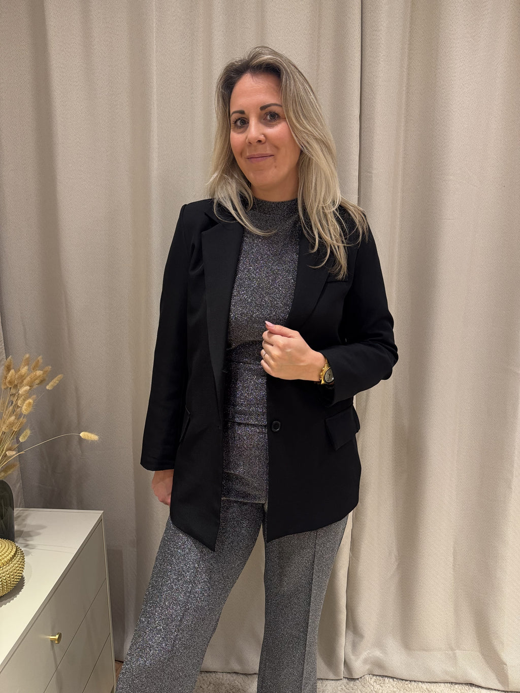 Luus - Glitter col - zwart/zilver