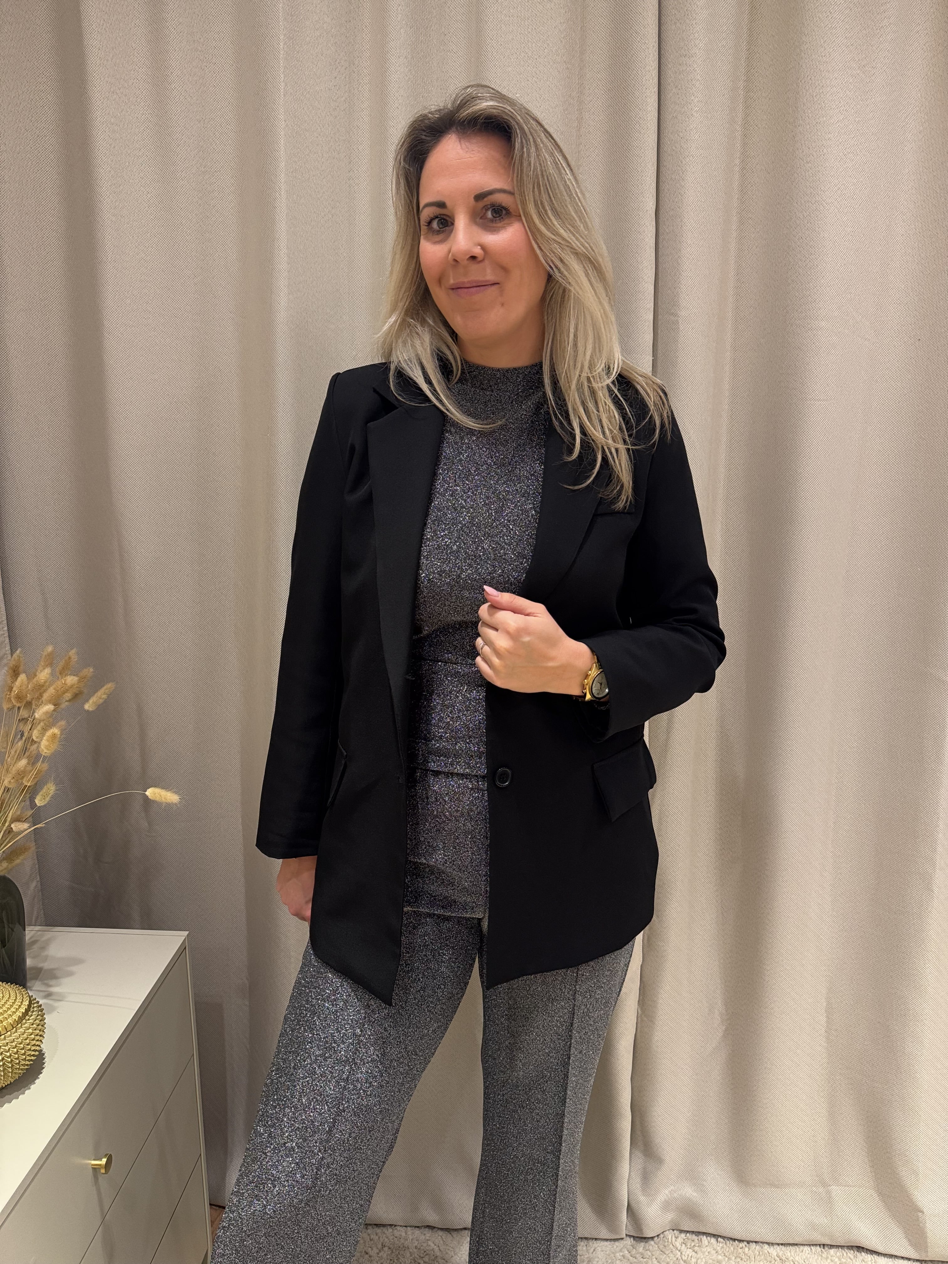 Luus - Glitter col - zwart/zilver