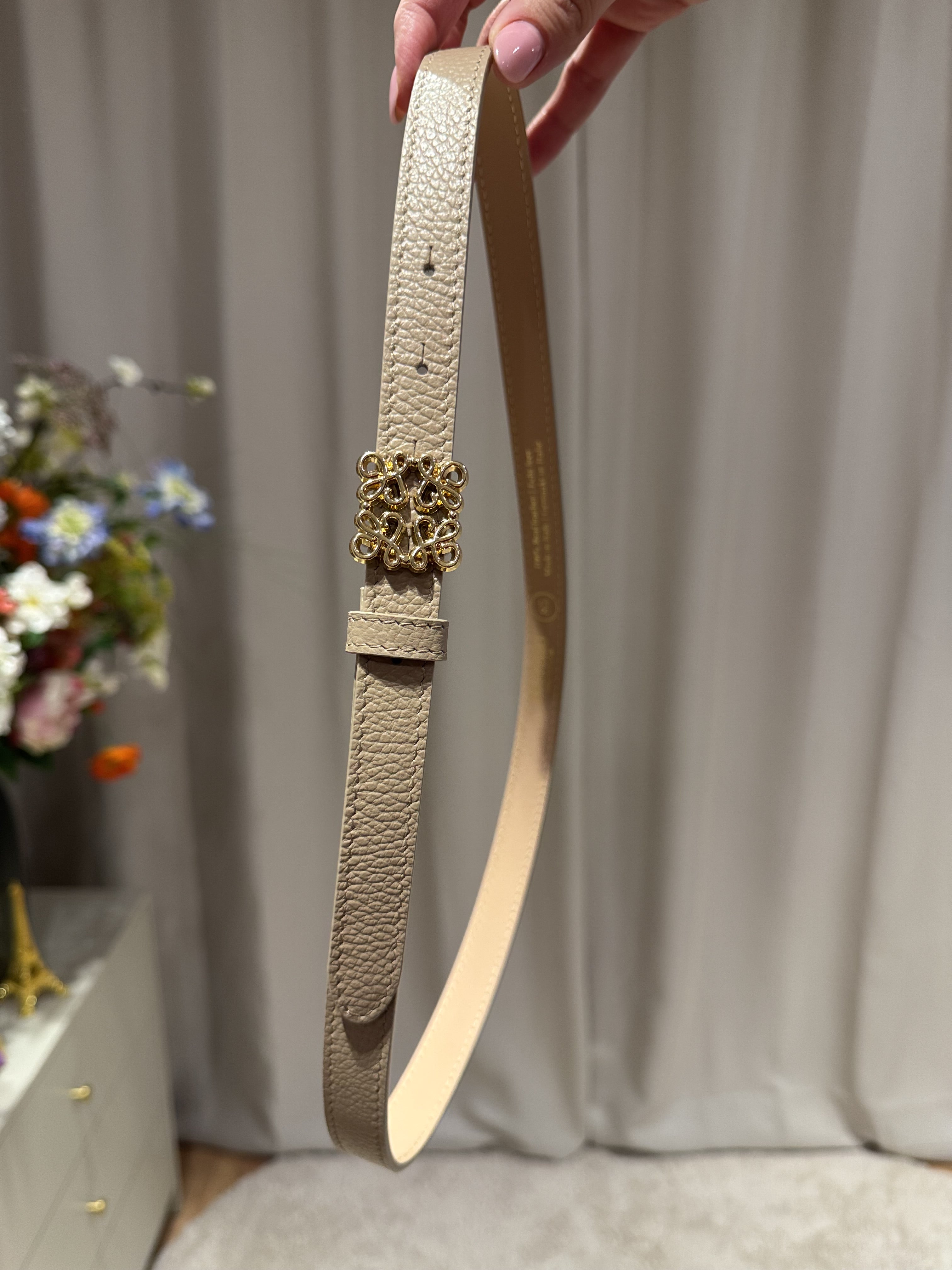 Bien - Leren riem gouden gesp - taupe