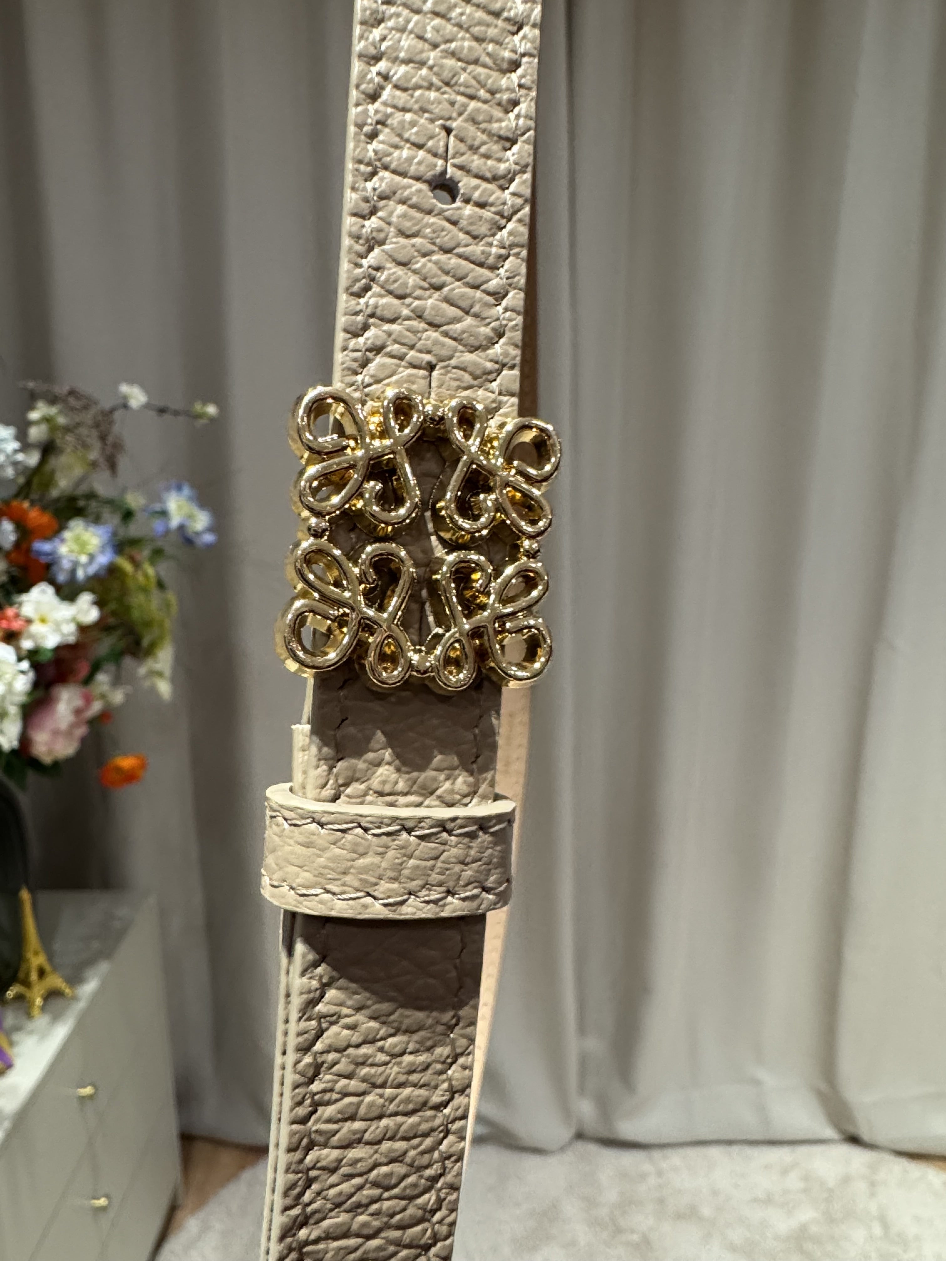 Bien - Leren riem gouden gesp - taupe