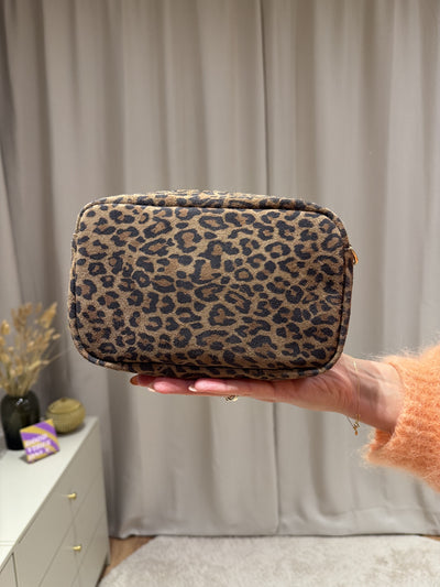 Irene - Suede tas gouden rits - panter