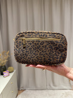Irene - Suede tas gouden rits - panter