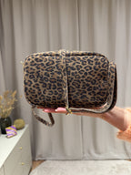 Irene - Suede tas gouden rits - panter