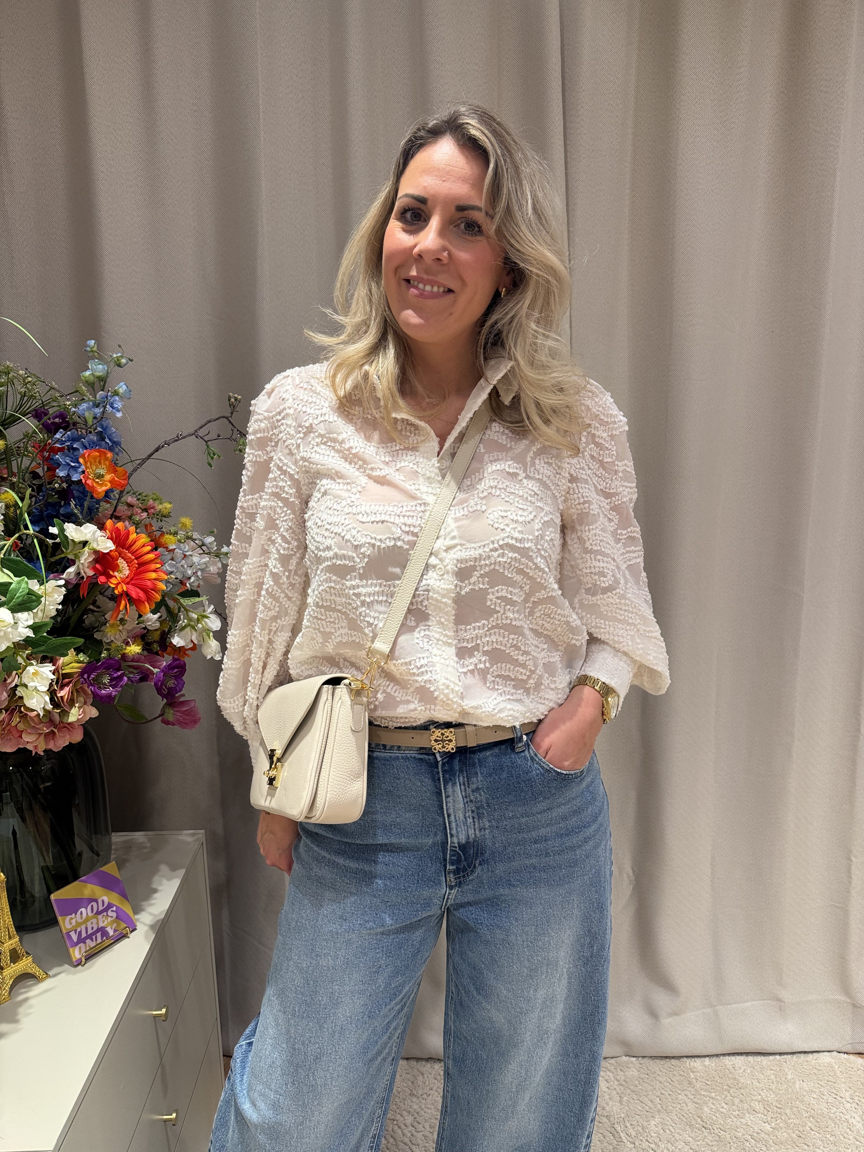 Alice - Blouse ballonmouw patroon - creme