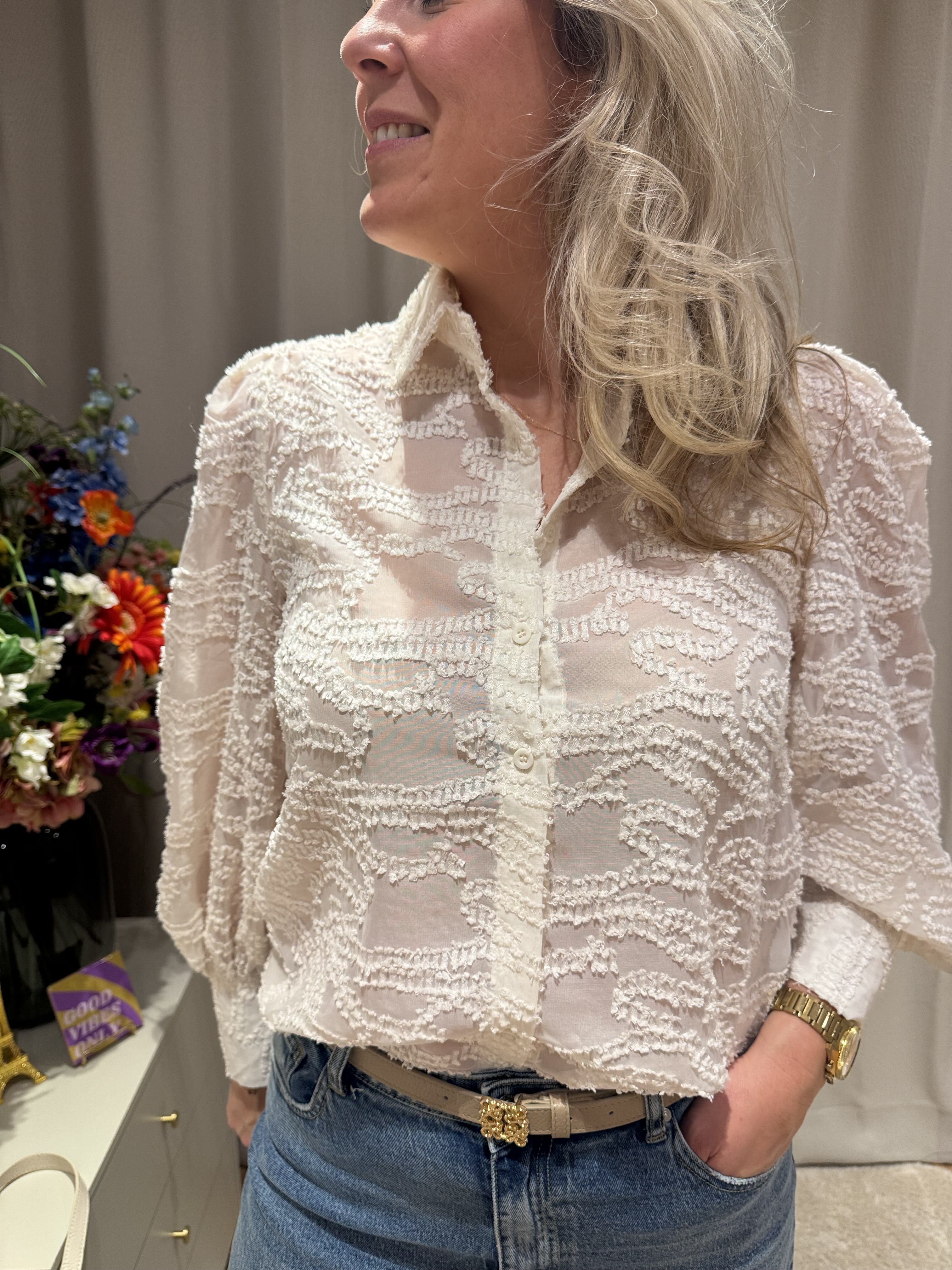 Alice - Blouse ballonmouw patroon - creme