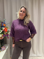 Pauline - Mohair trui korte mouw - paars