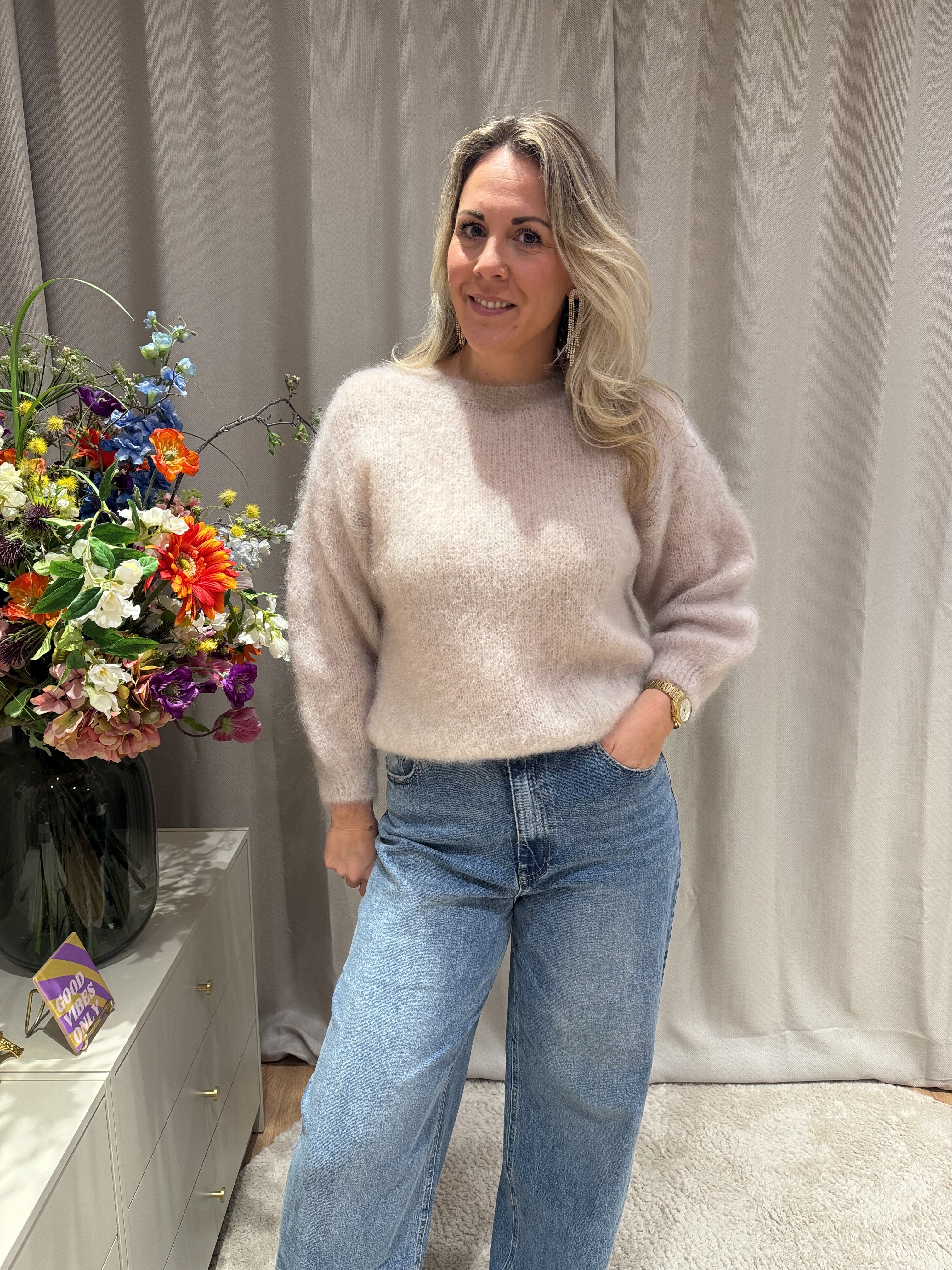 Denice - Mohair trui - beige