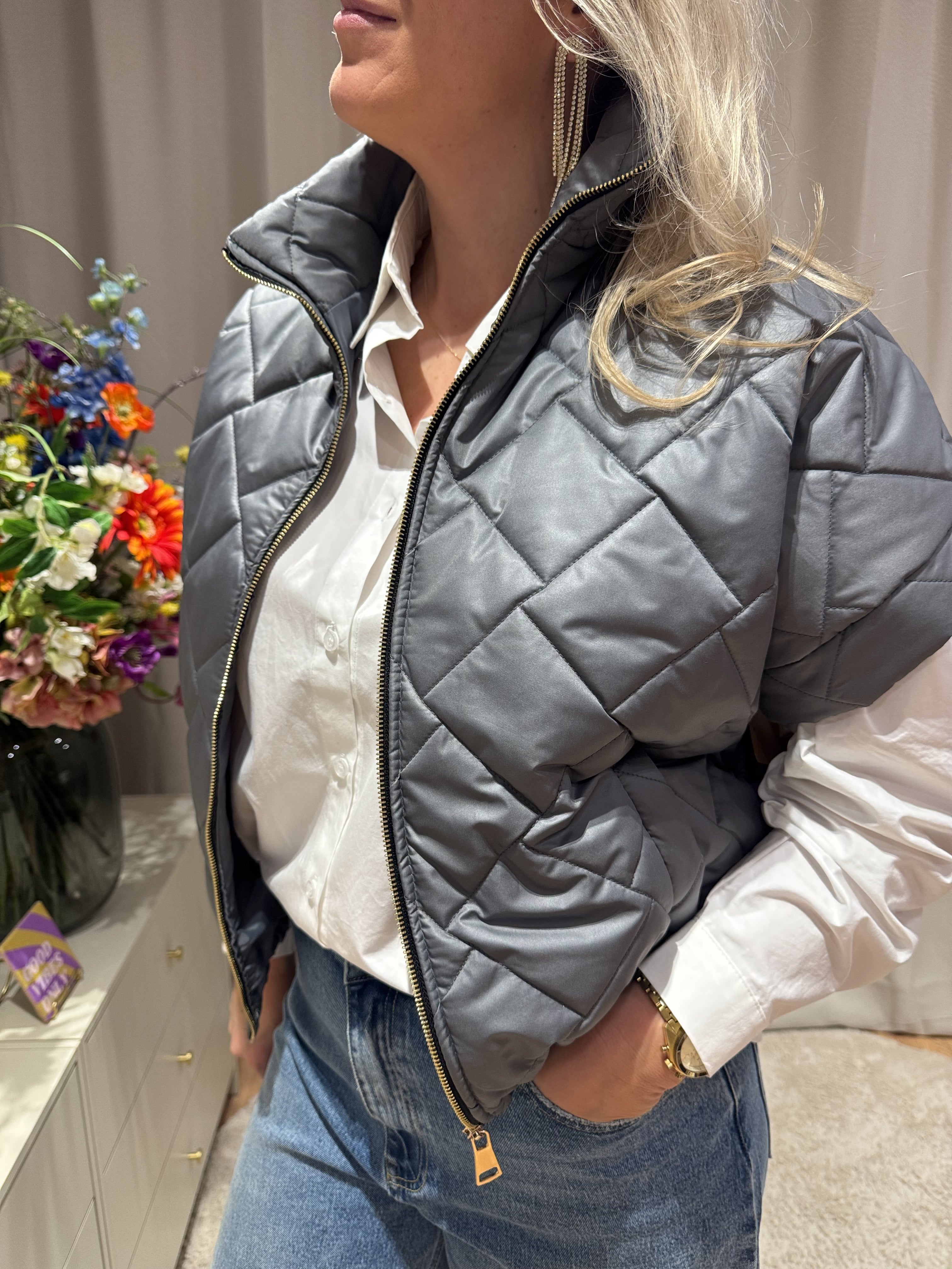 Amélie - Bomber bodywarmer - antraciet