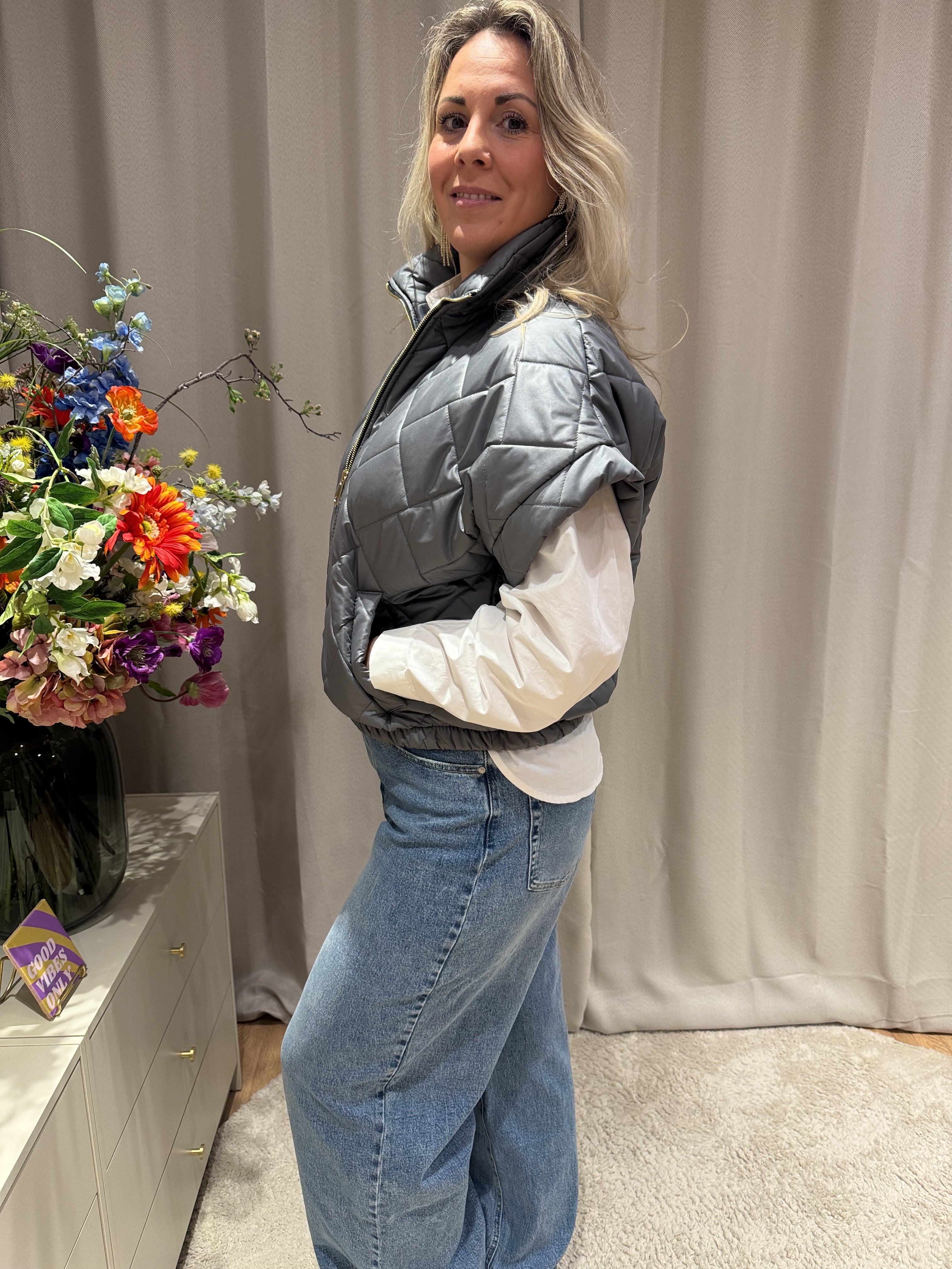 Amélie - Bomber bodywarmer - antraciet