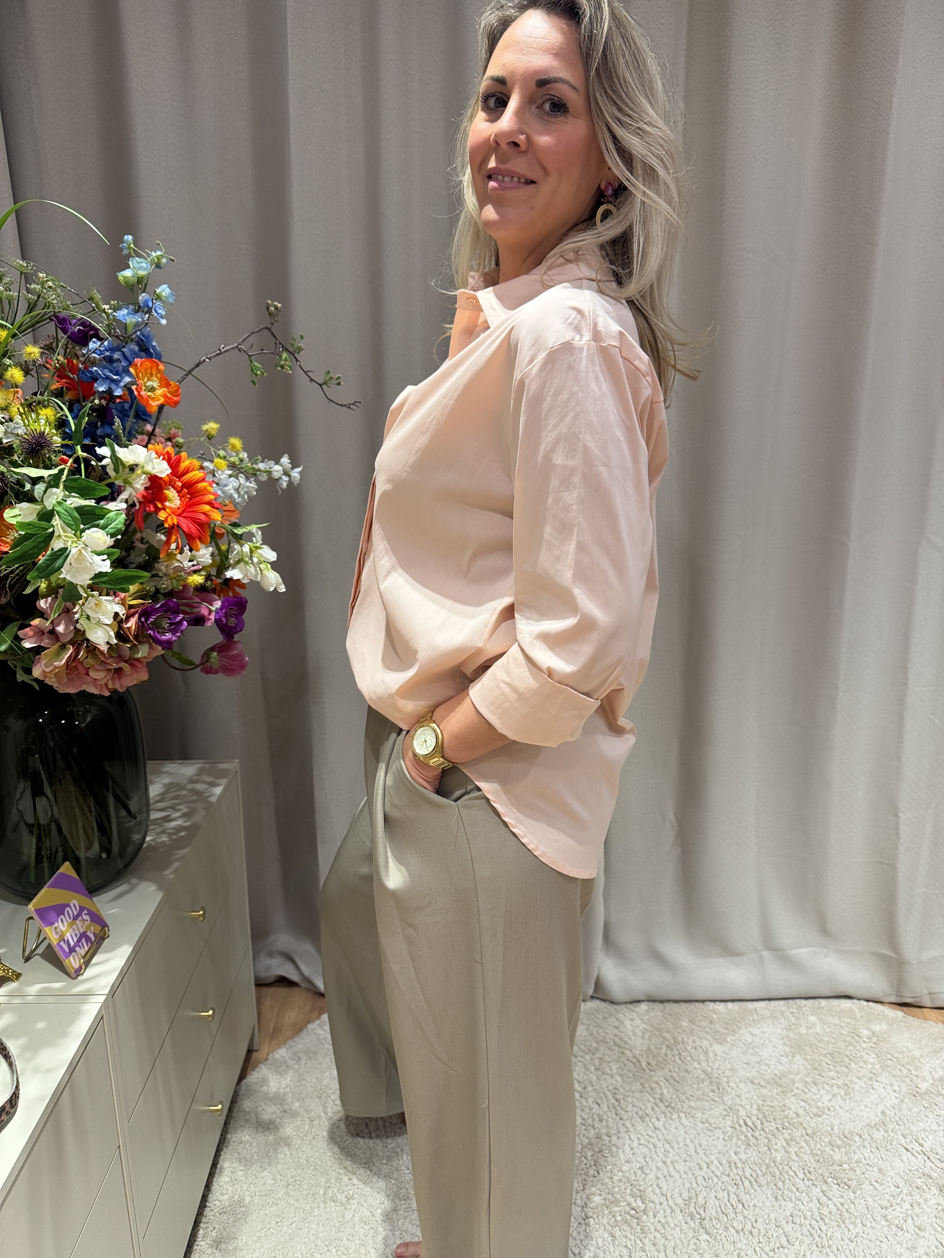 Maëlle - Basis blouse stretch - oudroze
