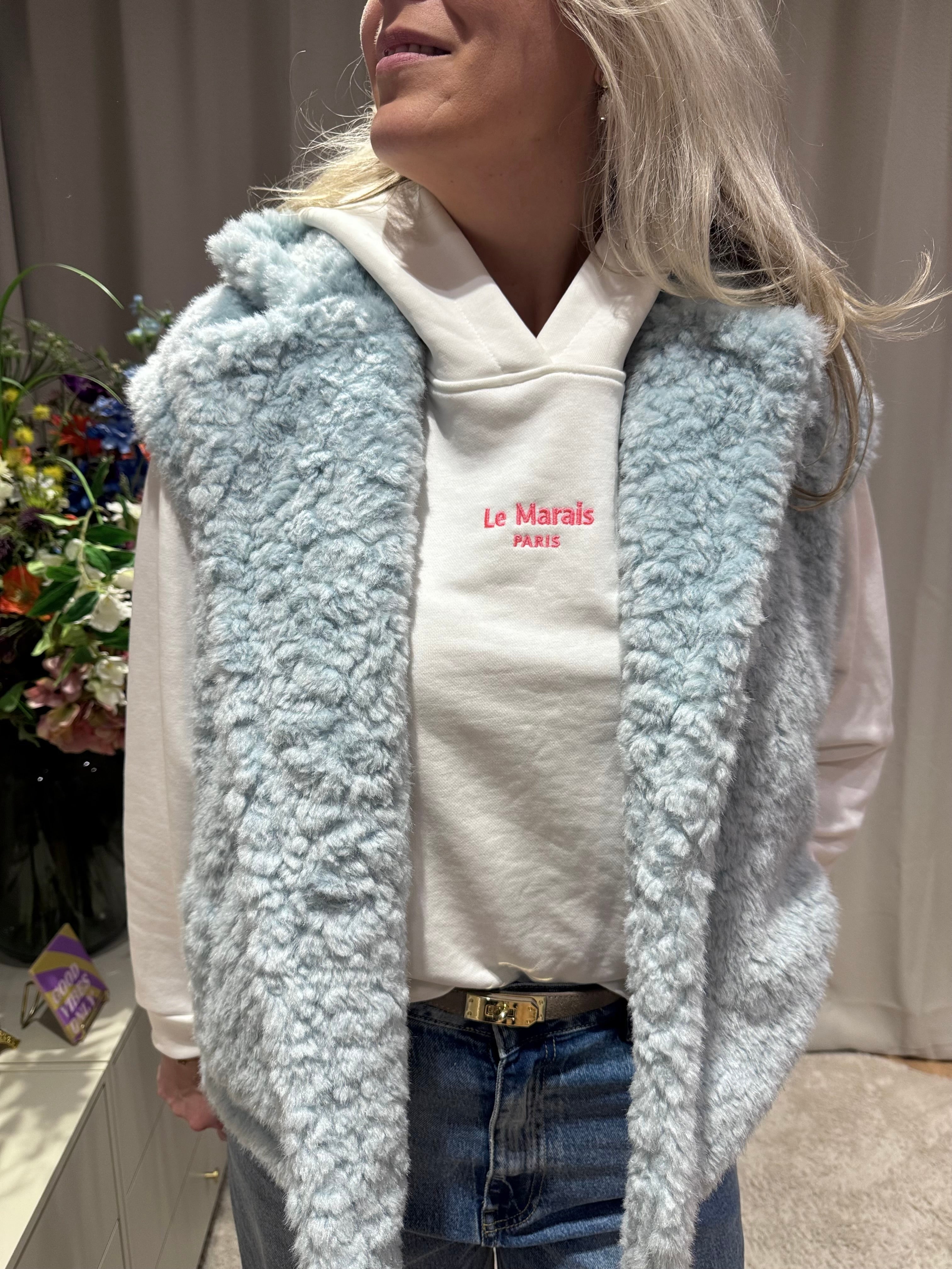 Rosita - Azzurro bodywarmer teddy stof - lichtblauw