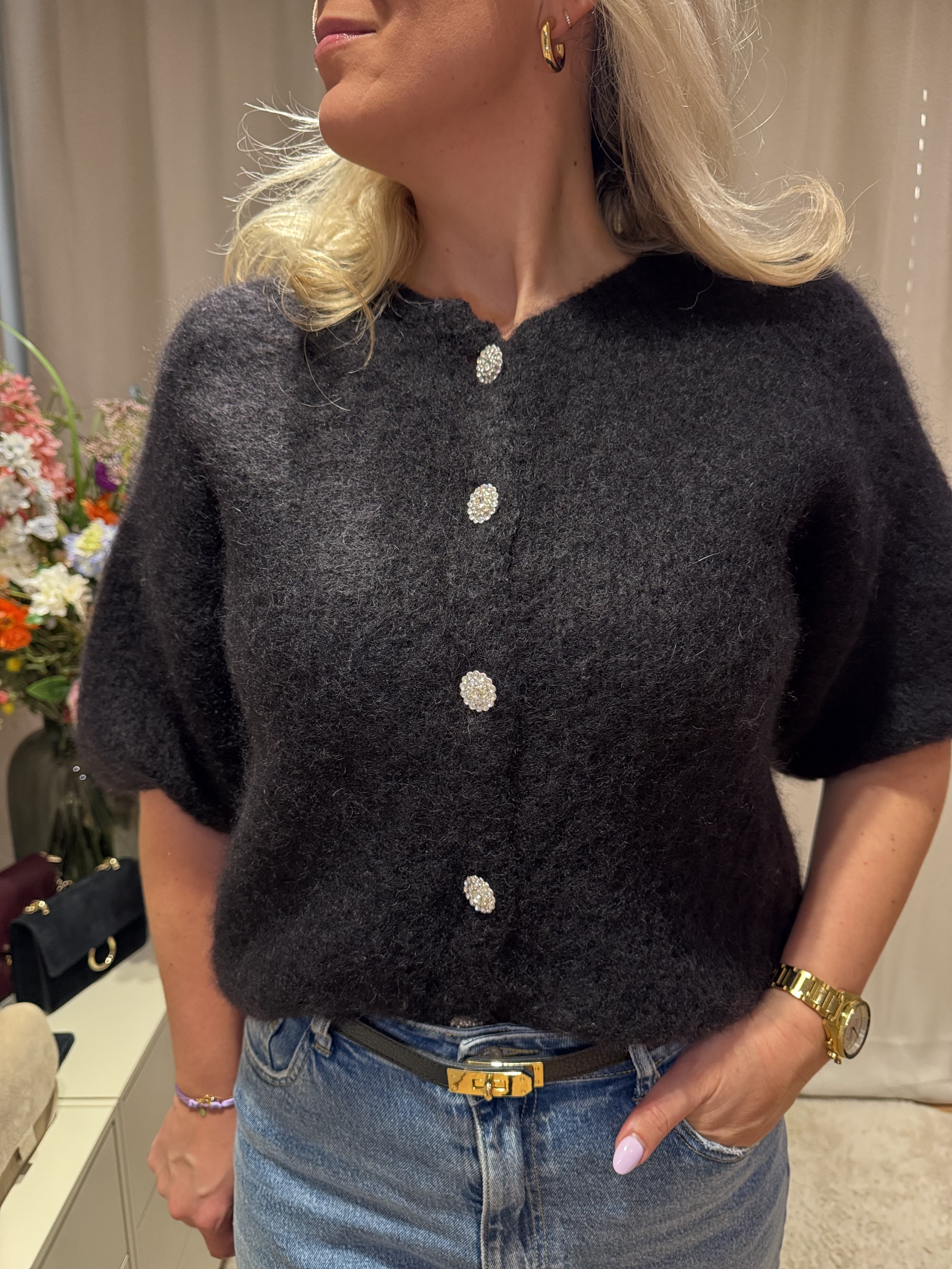 Simonie - Mohair vest - zwart