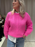 Denice - Mohair trui - fluorroze