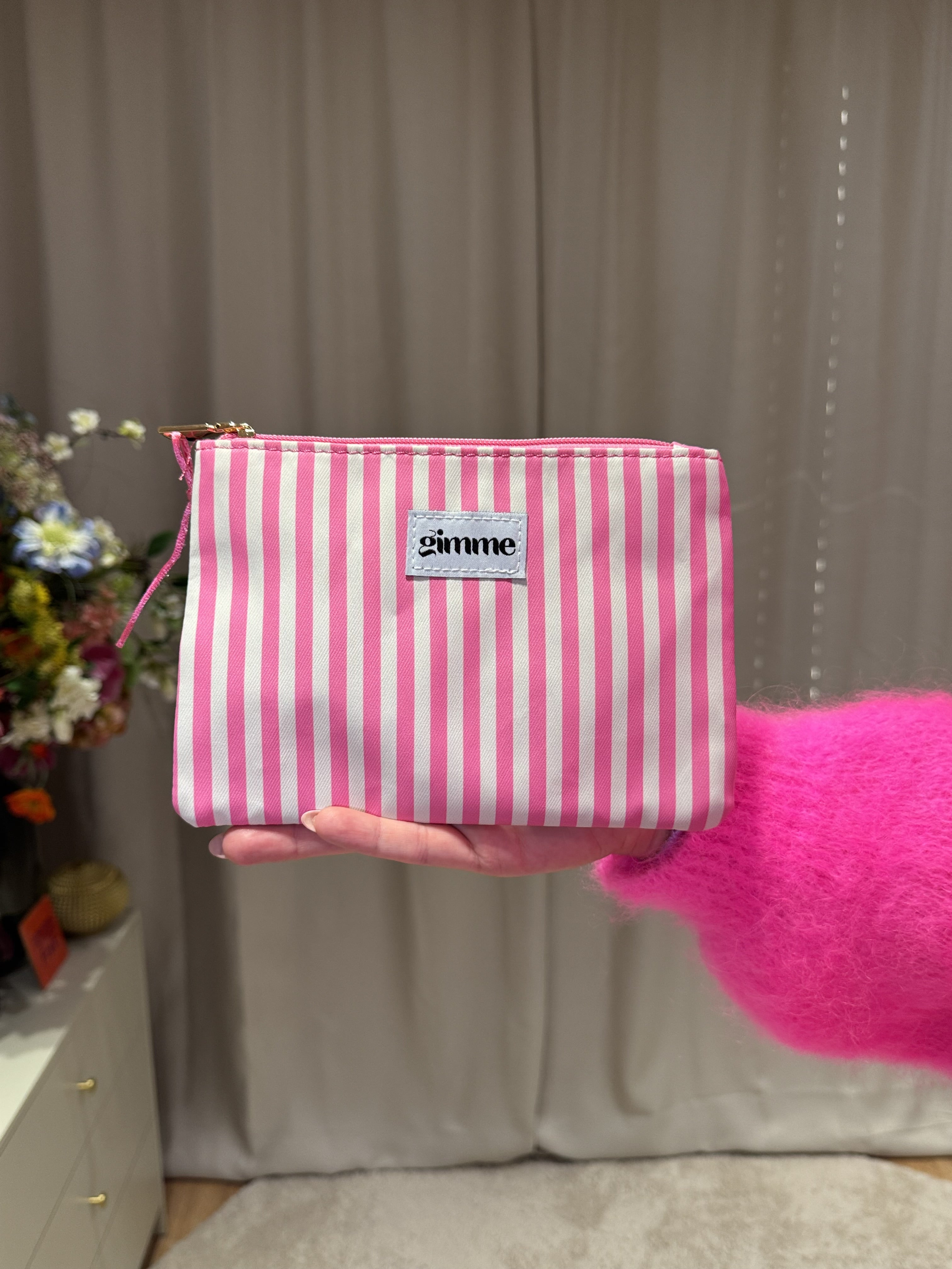 Lisa - Make-up pouch streep - lichtroze