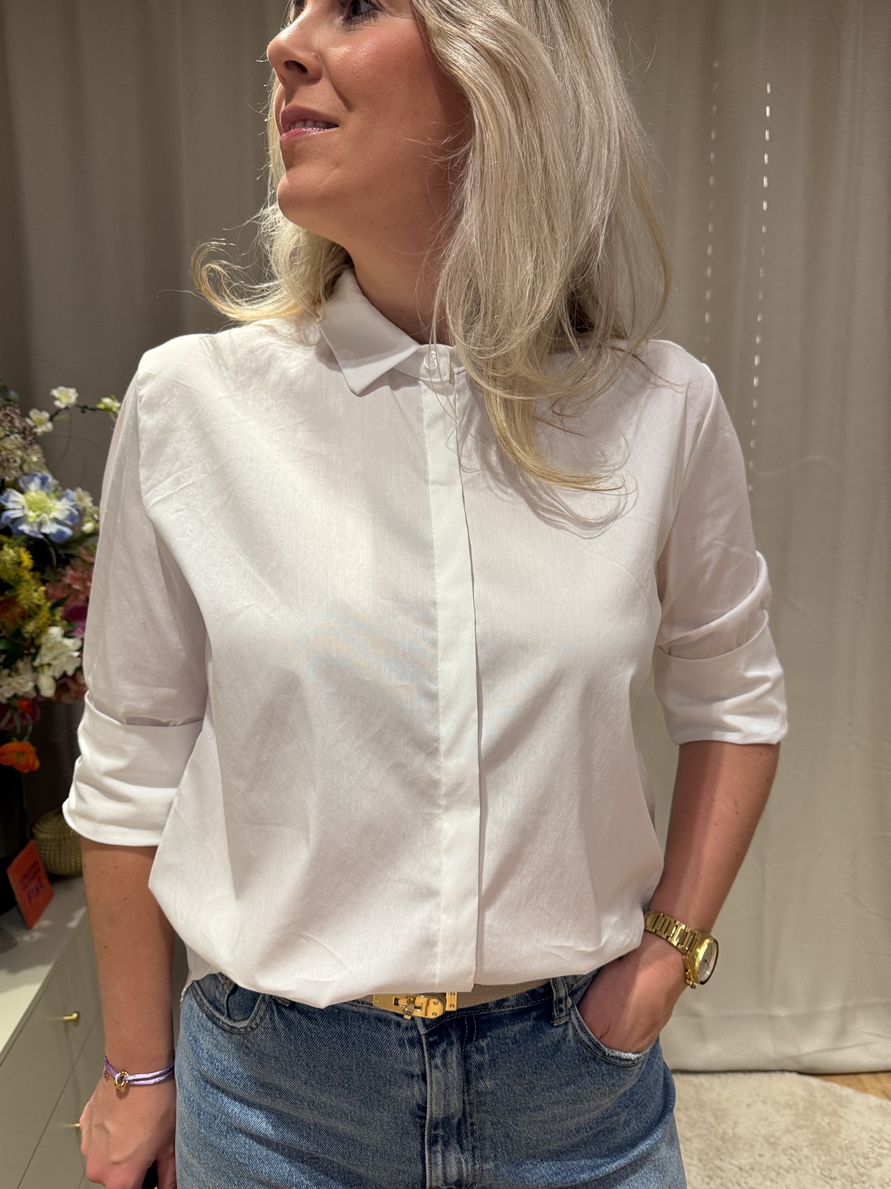 Maëlle - Basis blouse stretch - wit