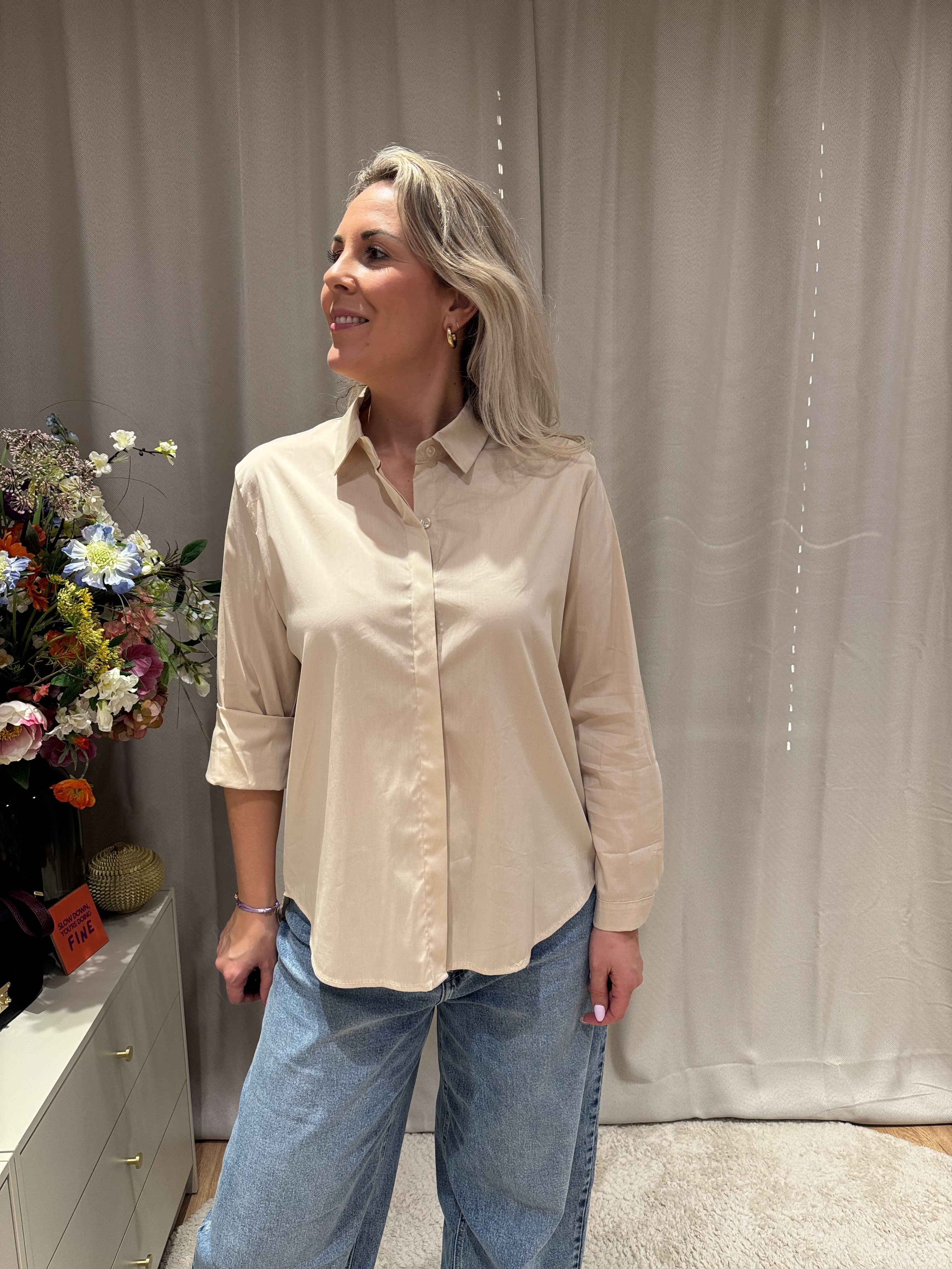 Maëlle - Basis blouse stretch - beige