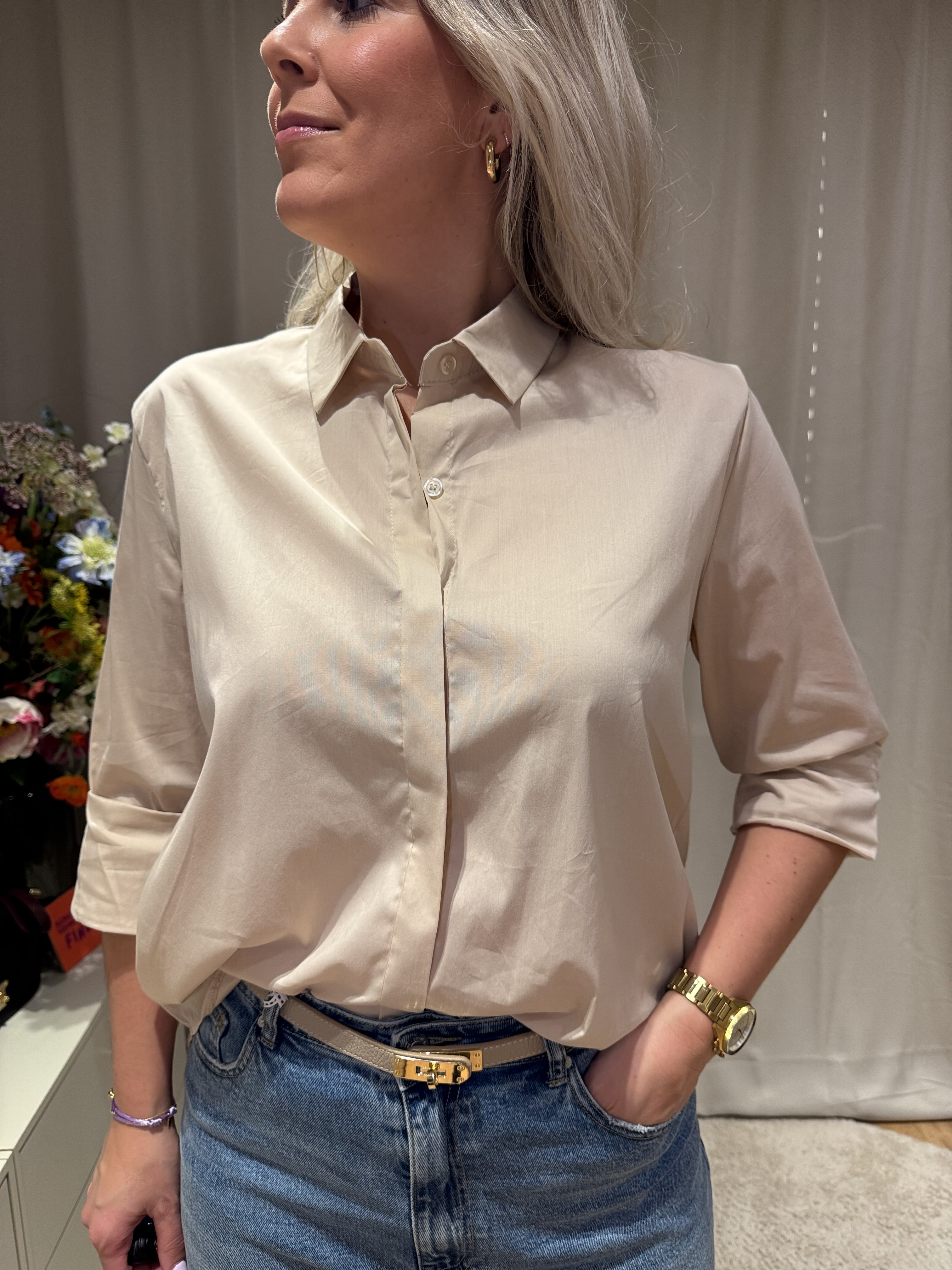 Maëlle - Basis blouse stretch - beige