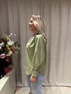 Elodie - Ruffle blouse - olijfgroen