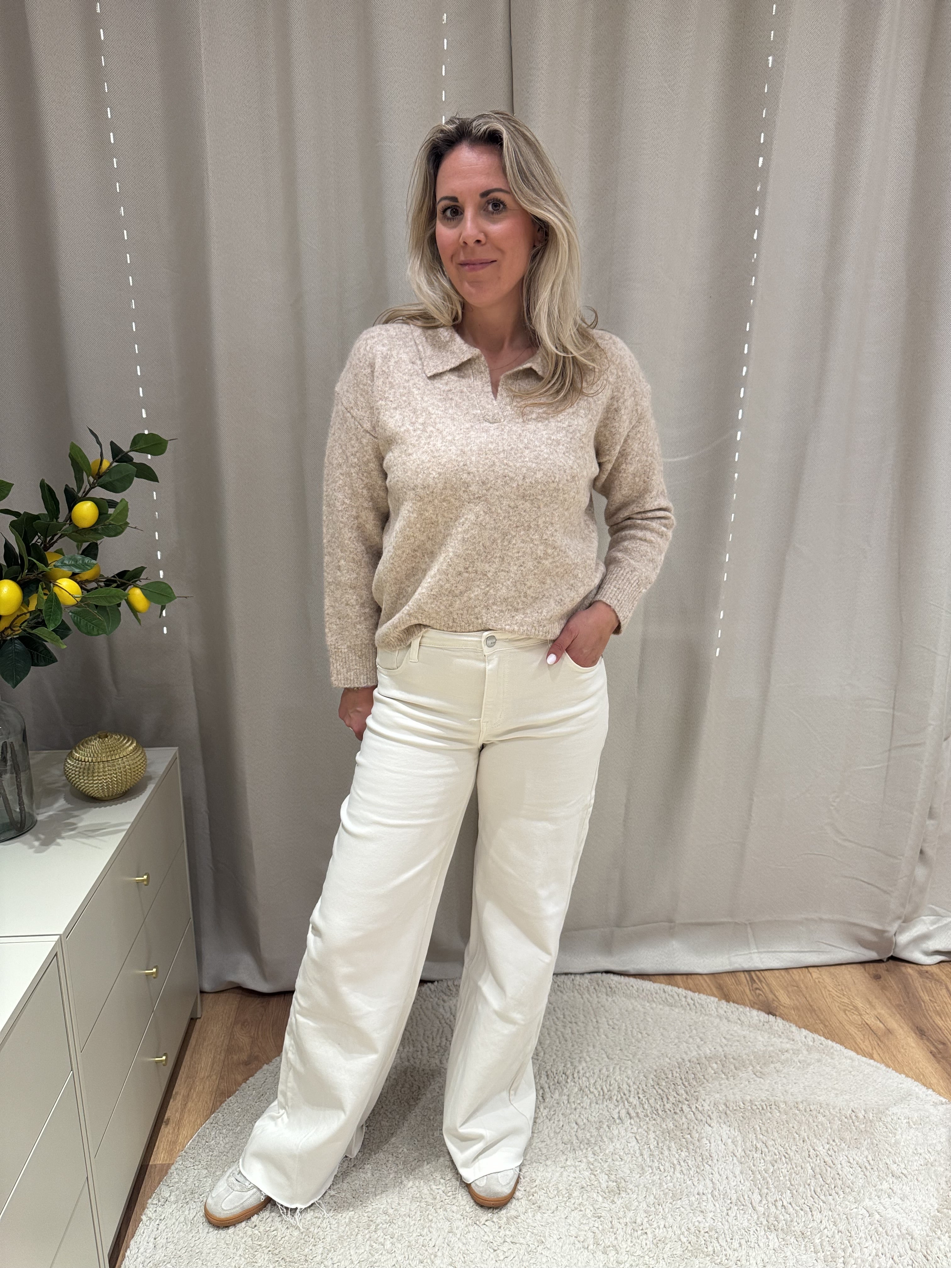 Helene - Jeans wide leg - ecru