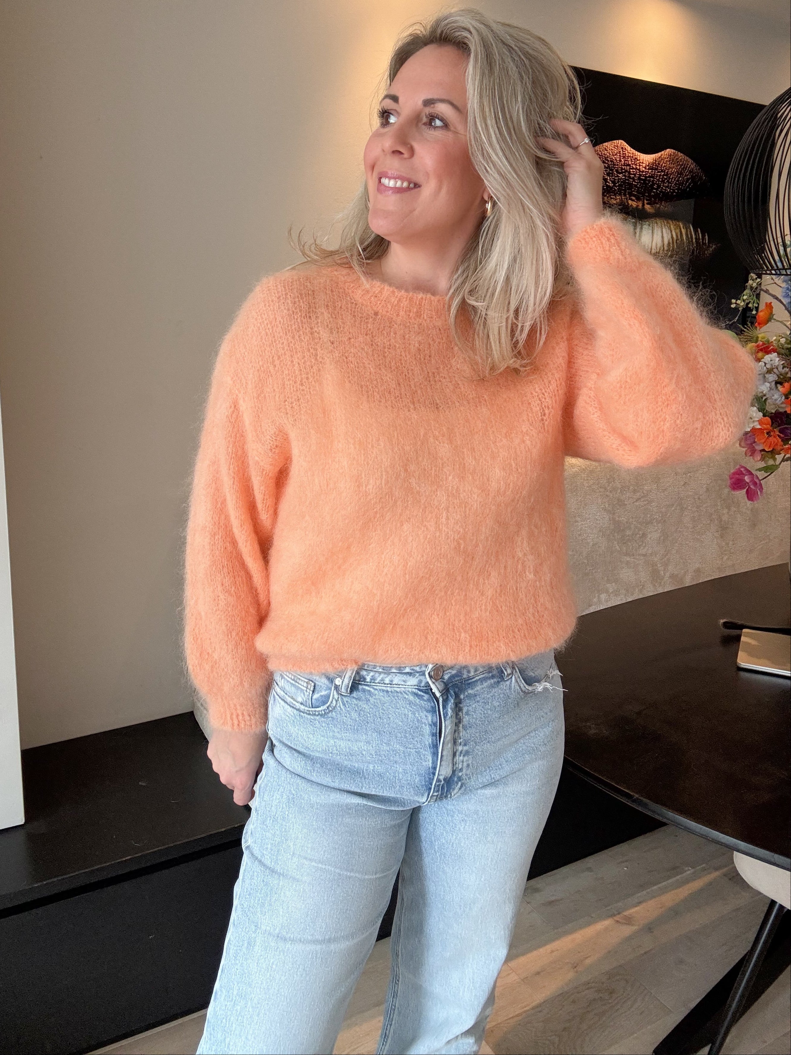 Denice - Mohair trui - oranje