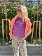 Noémie - T-shirt Pardon my French - paars/oranje