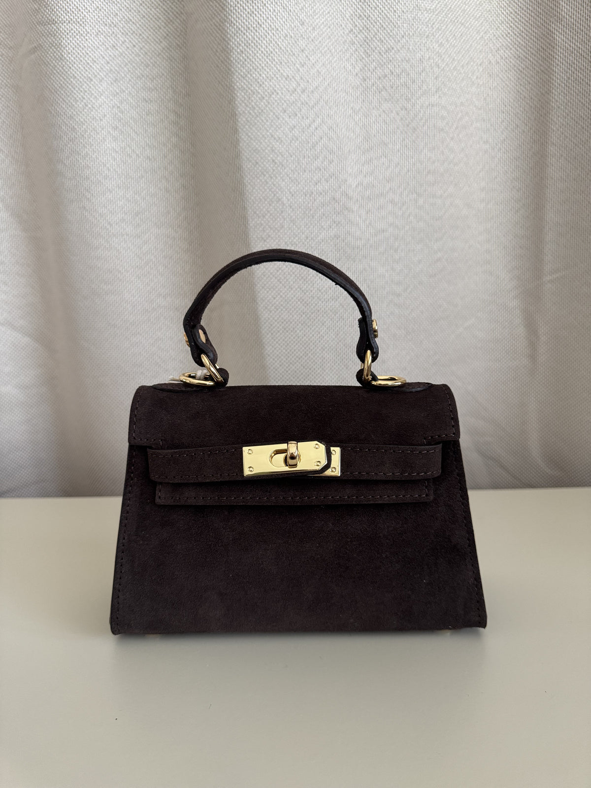 Grace - Suede tas H-sluiting - bruin