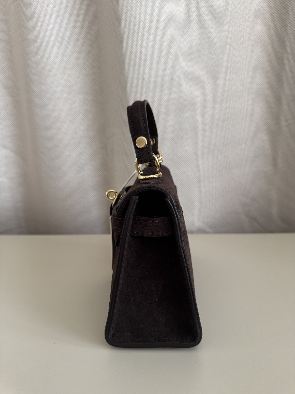 Grace - Suede tas H-sluiting - bruin